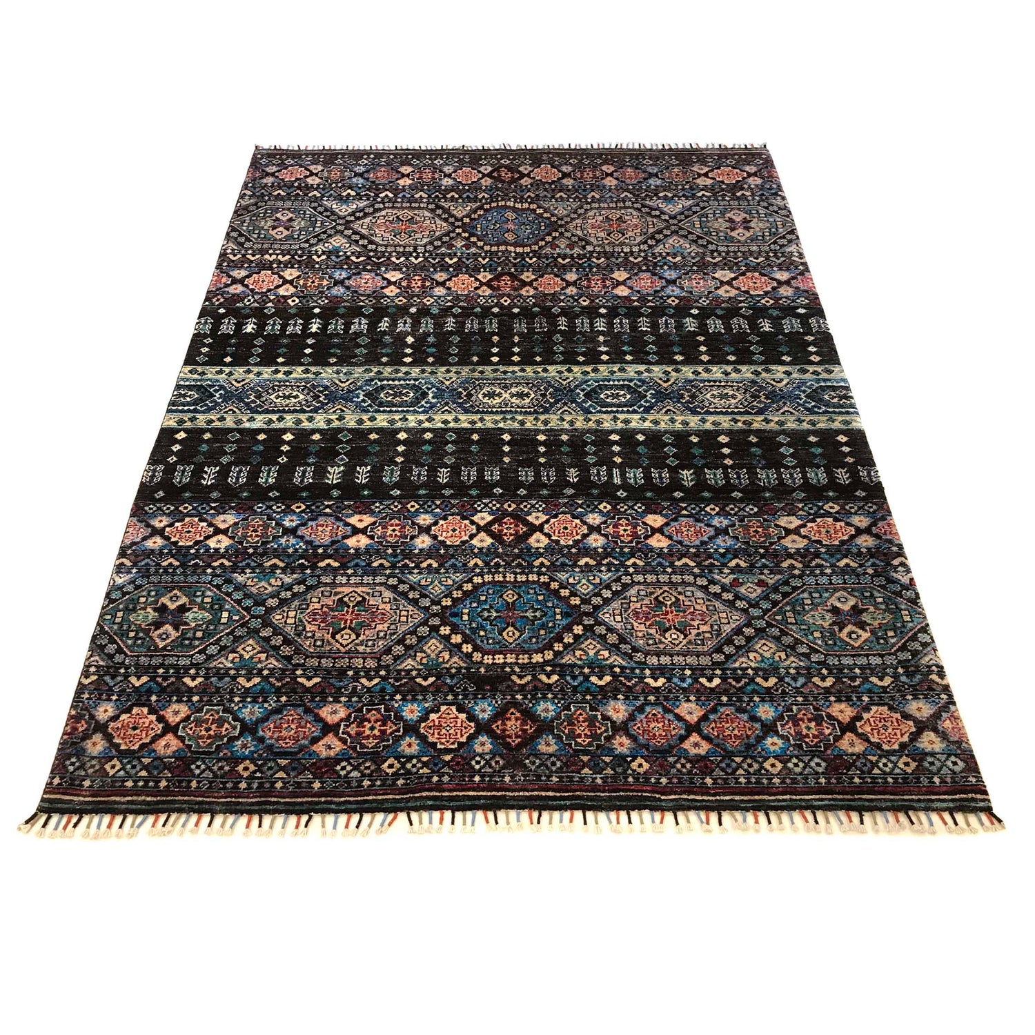 Gabbeh Area Rug Handmade Multi Medallion 5x8 ft