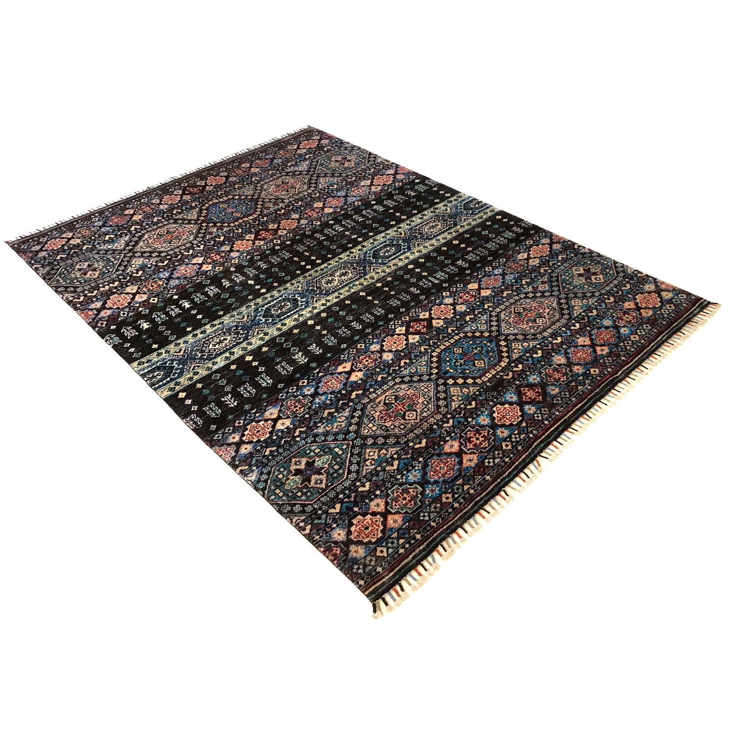 Gabbeh Area Rug Handmade Multi Medallion 5x8 ft