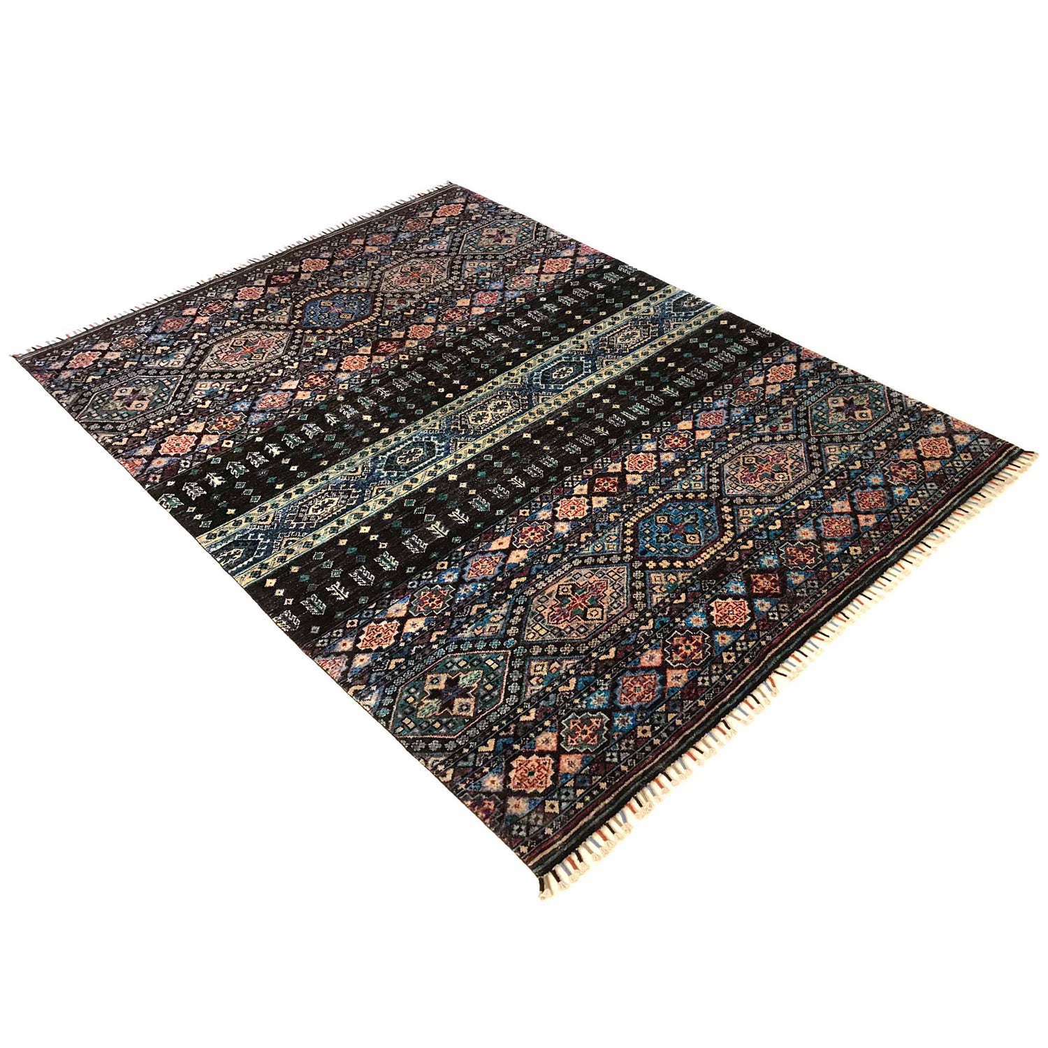 Gabbeh Area Rug Handmade Multi Medallion 5x8 ft
