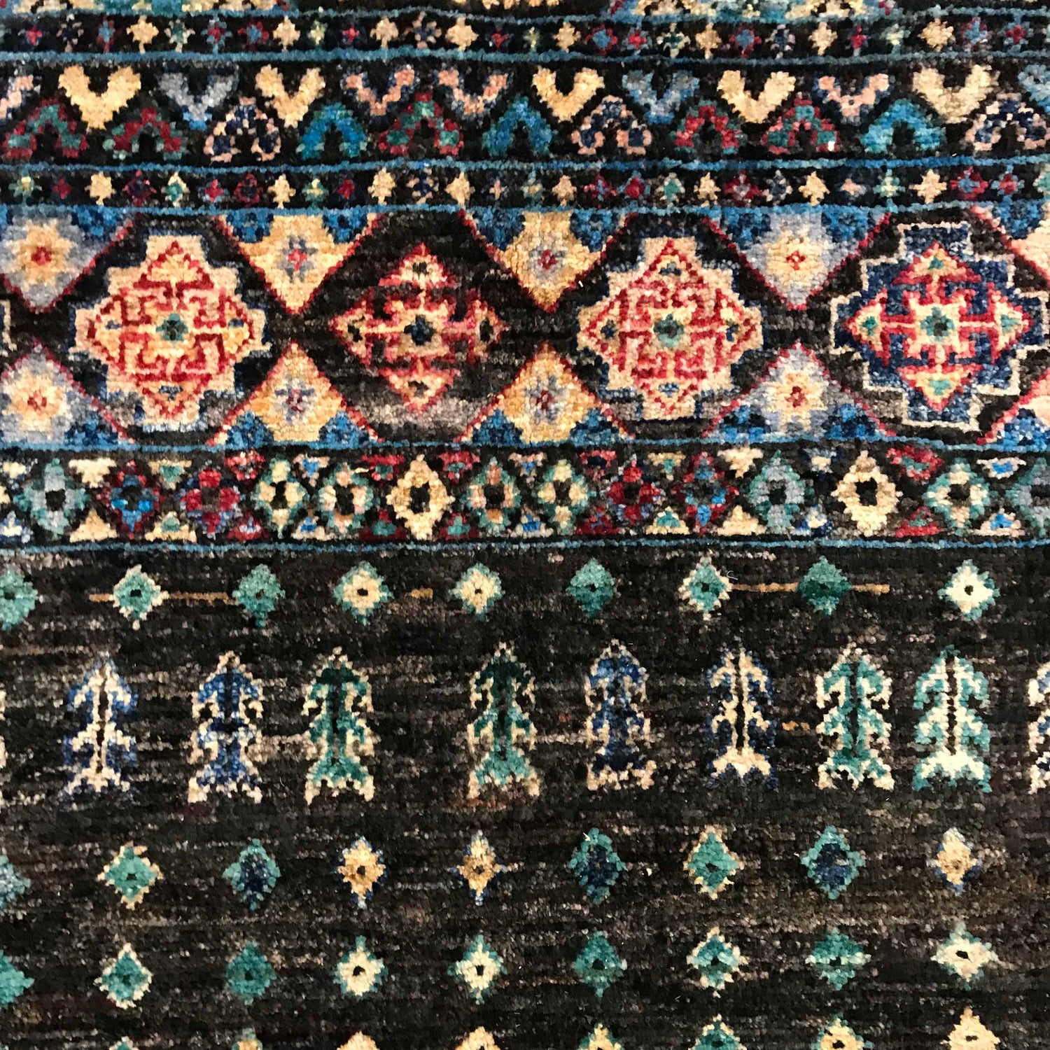 Gabbeh Area Rug Handmade Multi Medallion 5x8 ft