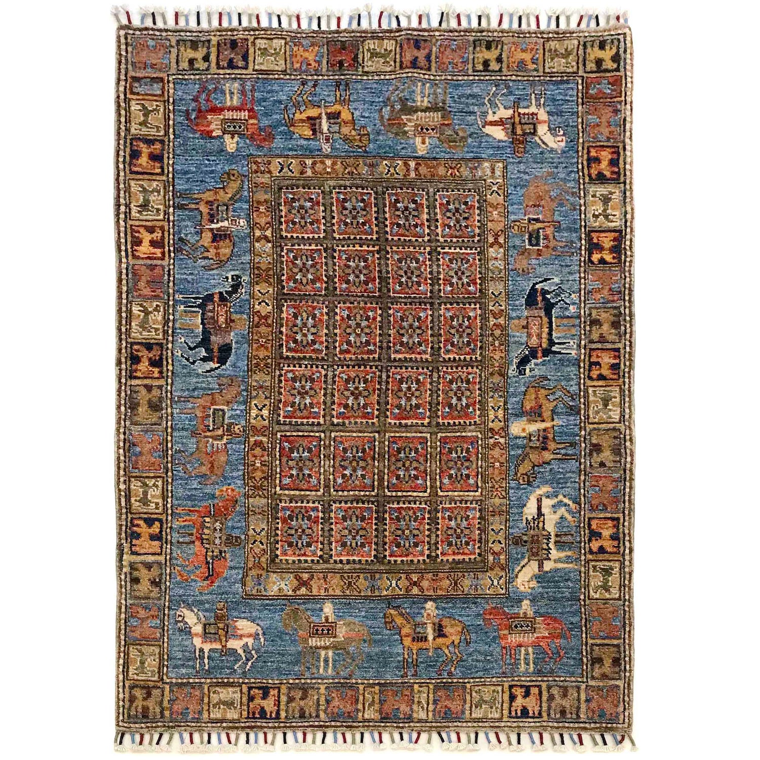 Shikargah Area Rug Handmade Multi Animal/Birds 3x5 ft