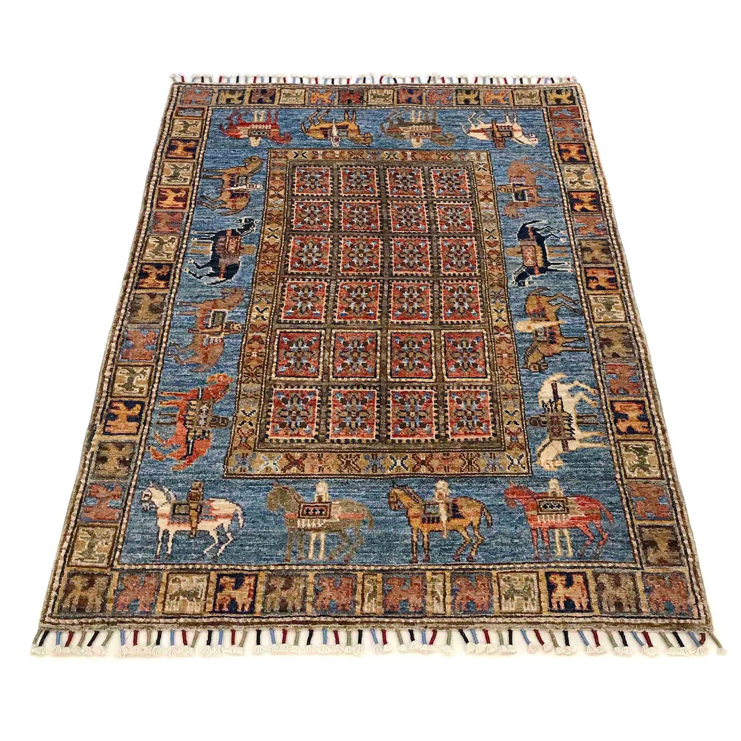 Shikargah Area Rug Handmade Multi Animal/Birds 3x5 ft