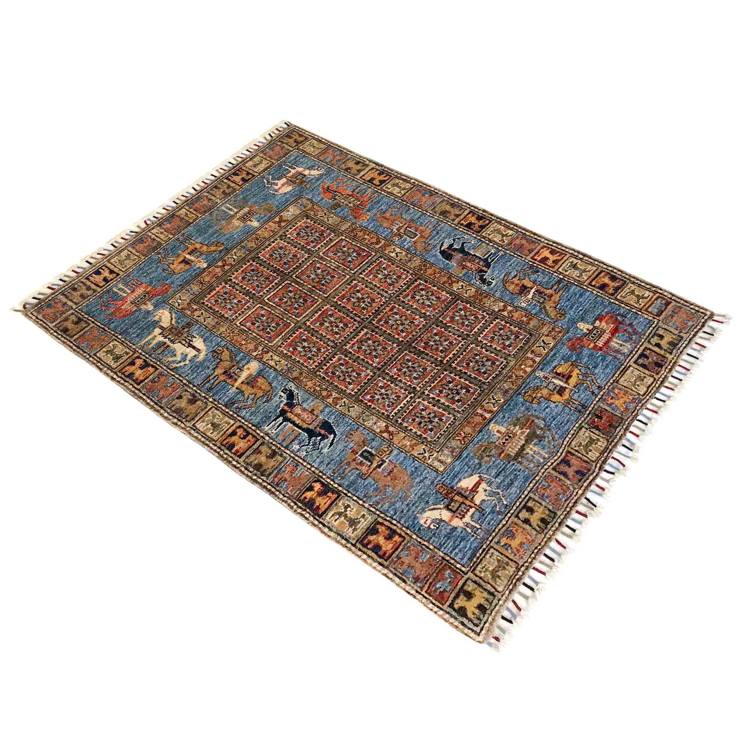 Shikargah Area Rug Handmade Multi Animal/Birds 3x5 ft