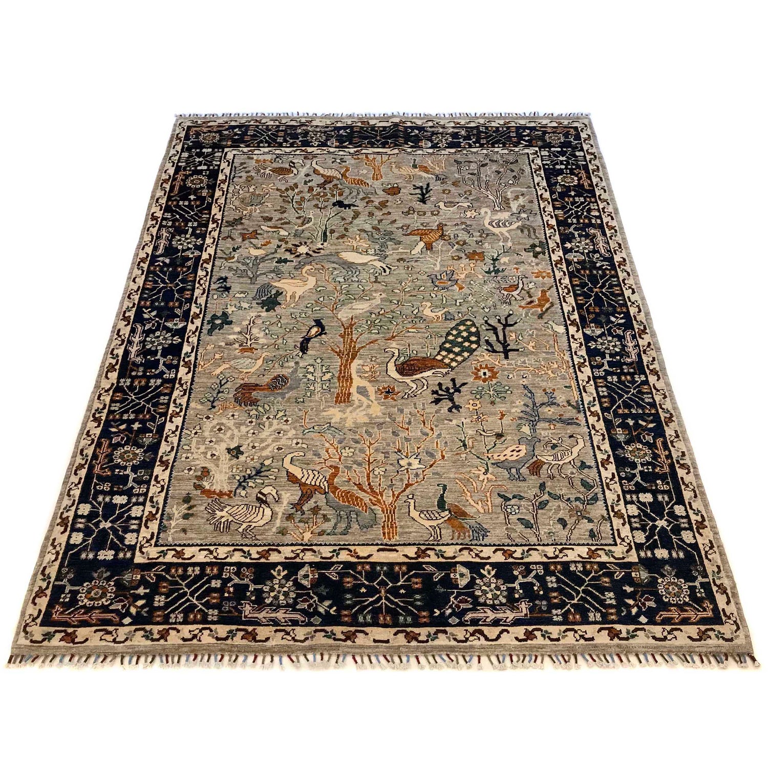 Tree Of Life Area Rug Handmade Multi Floral 6x9 ft