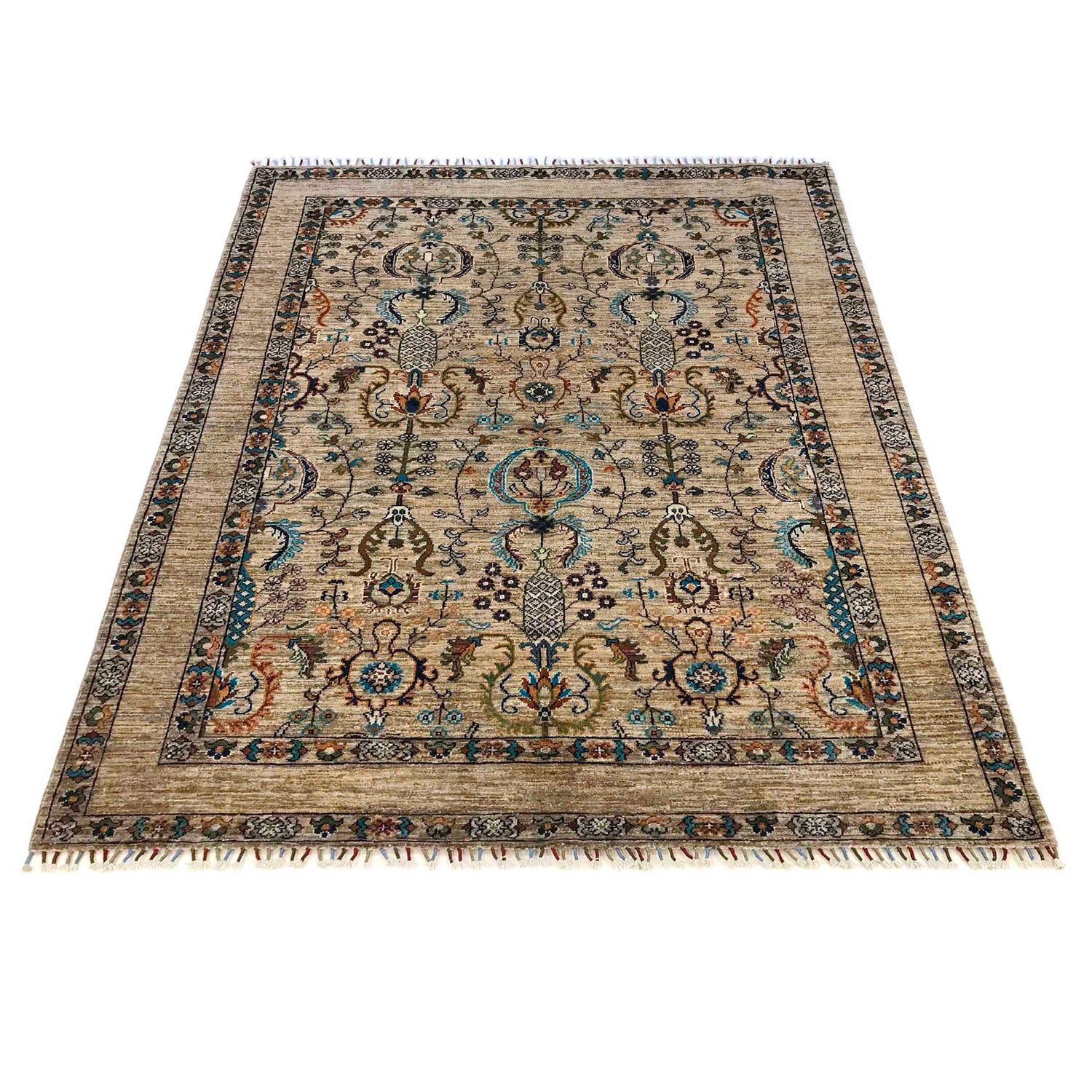 Sultani Area Rug Handmade Multi Floral 5x8 ft