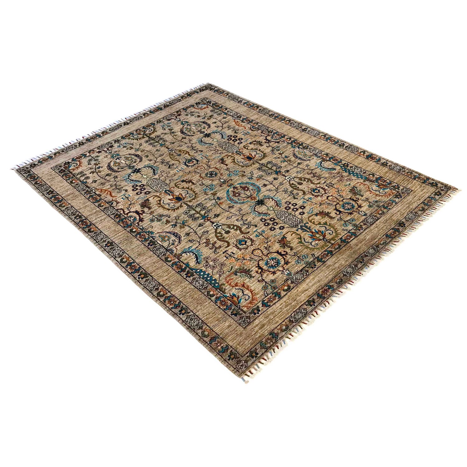 Sultani Area Rug Handmade Multi Floral 5x8 ft