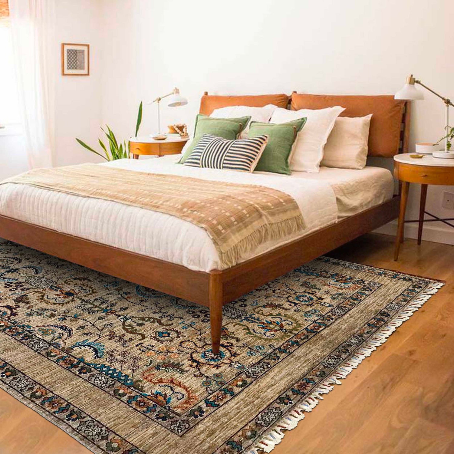 Sultani Area Rug Handmade Multi Floral 5x8 ft