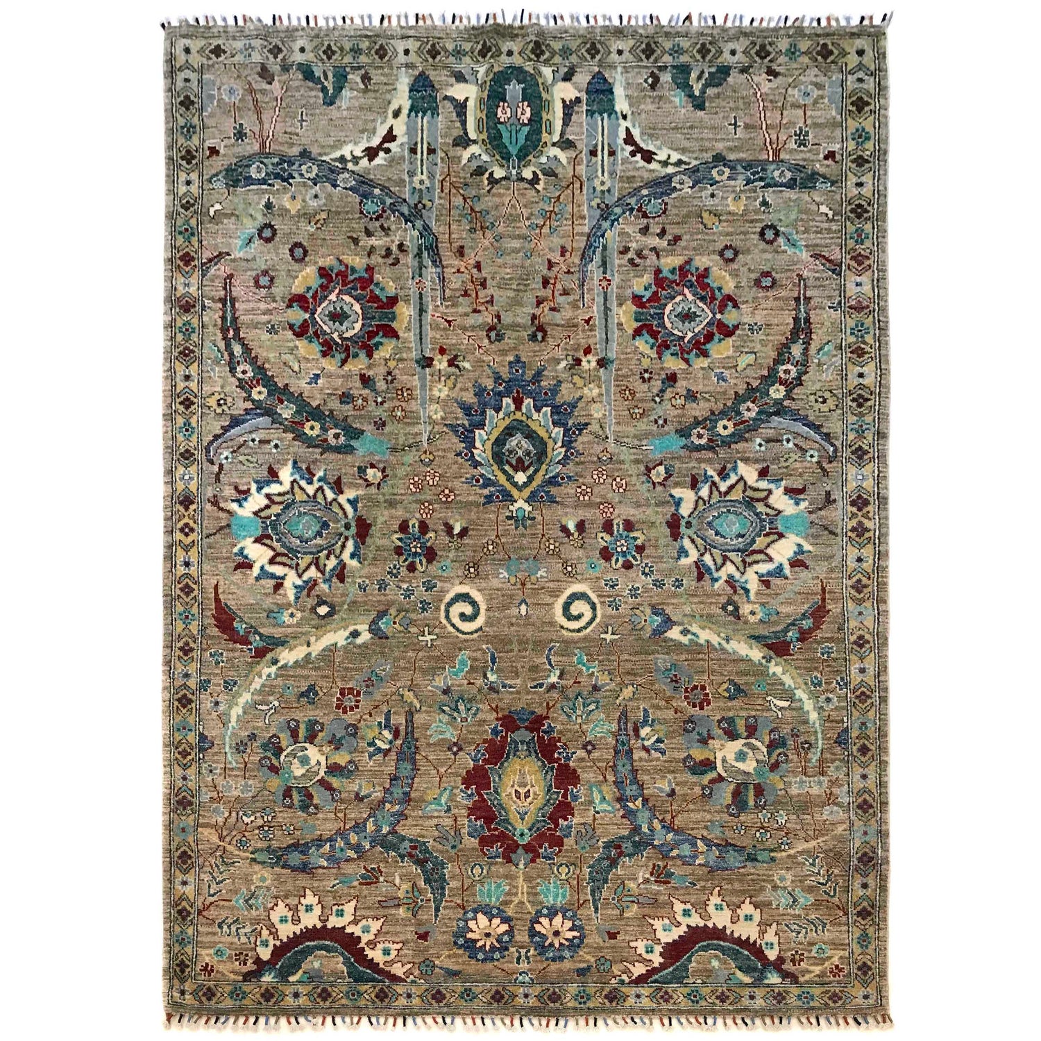 Sultani Area Rug Handmade Multi Floral 5x8 ft