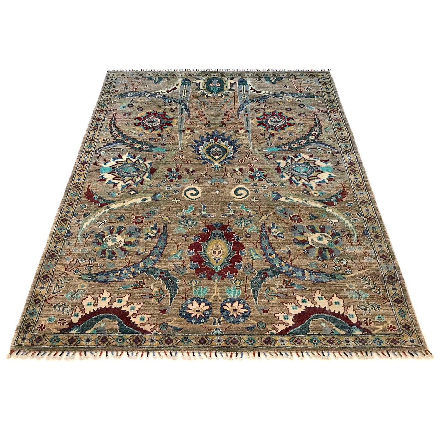 Sultani Area Rug Handmade Multi Floral 5x8 ft