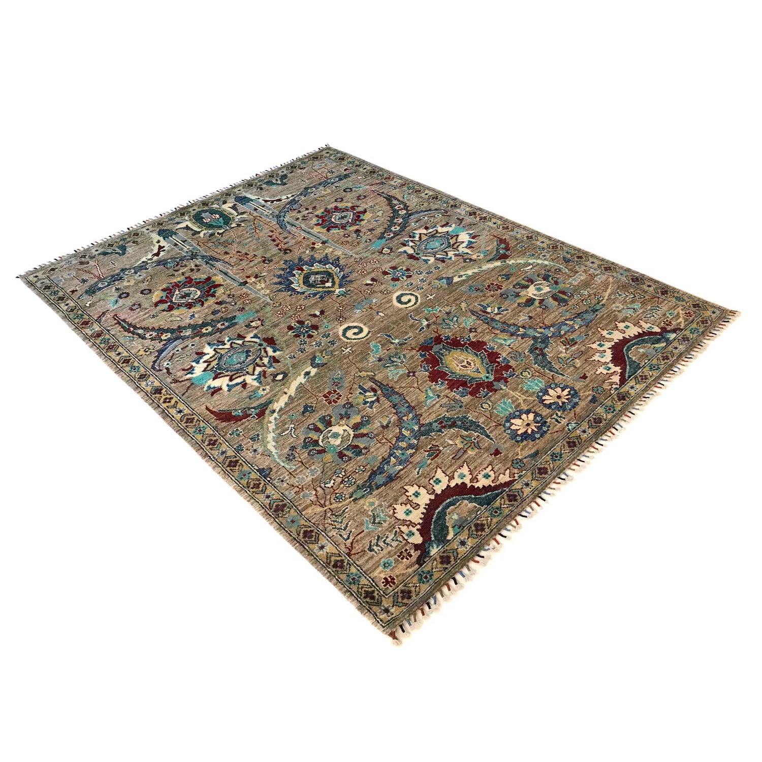 Sultani Area Rug Handmade Multi Floral 5x8 ft