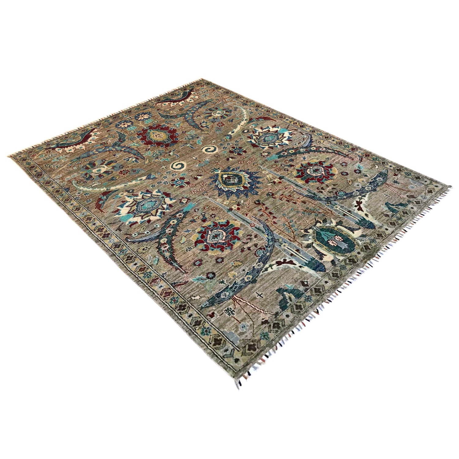 Sultani Area Rug Handmade Multi Floral 5x8 ft