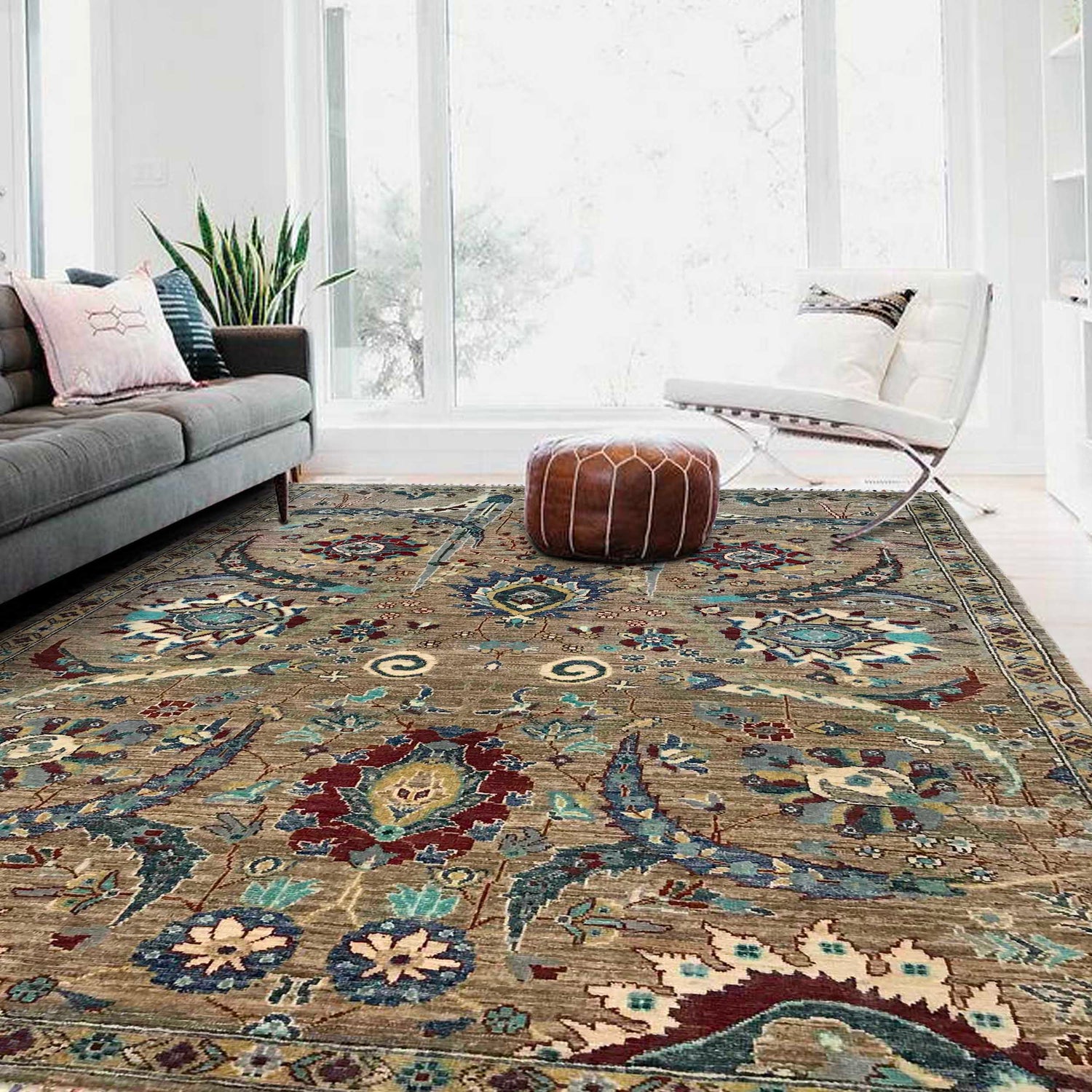 Sultani Area Rug Handmade Multi Floral 5x8 ft