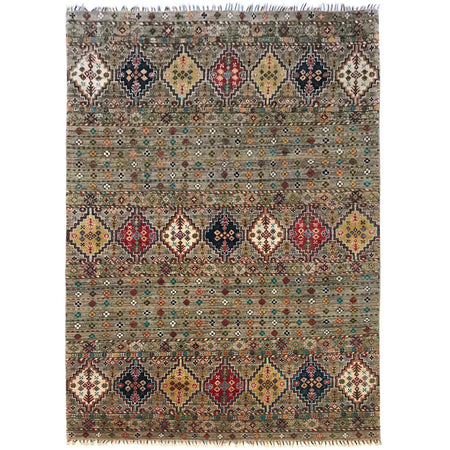 Gabbeh Area Rug Handmade Gray Medallion 5x8 ft