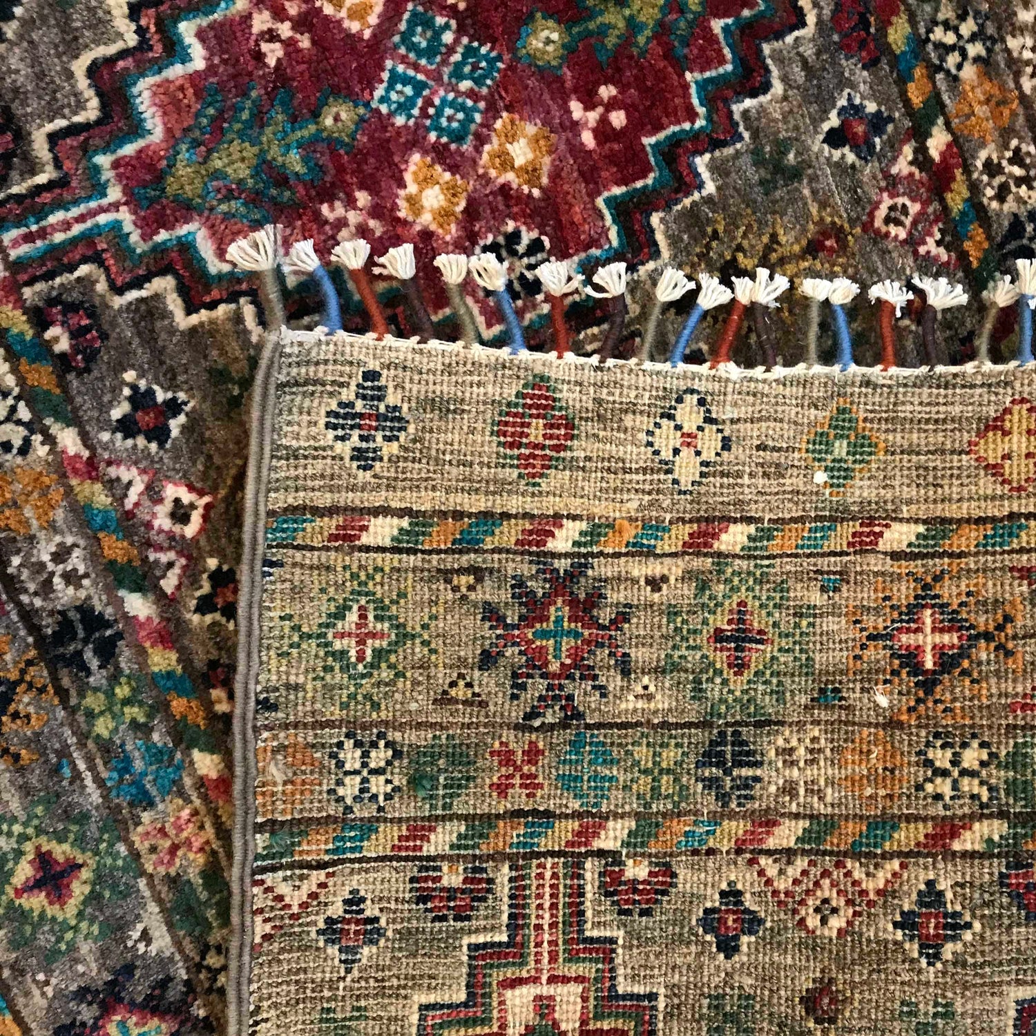 Gabbeh Area Rug Handmade Gray Medallion 5x8 ft