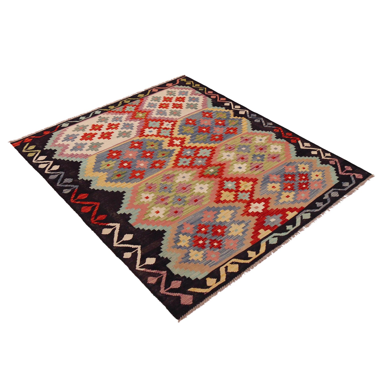 Handmade Multi Kilim Geometric 4x7 ft