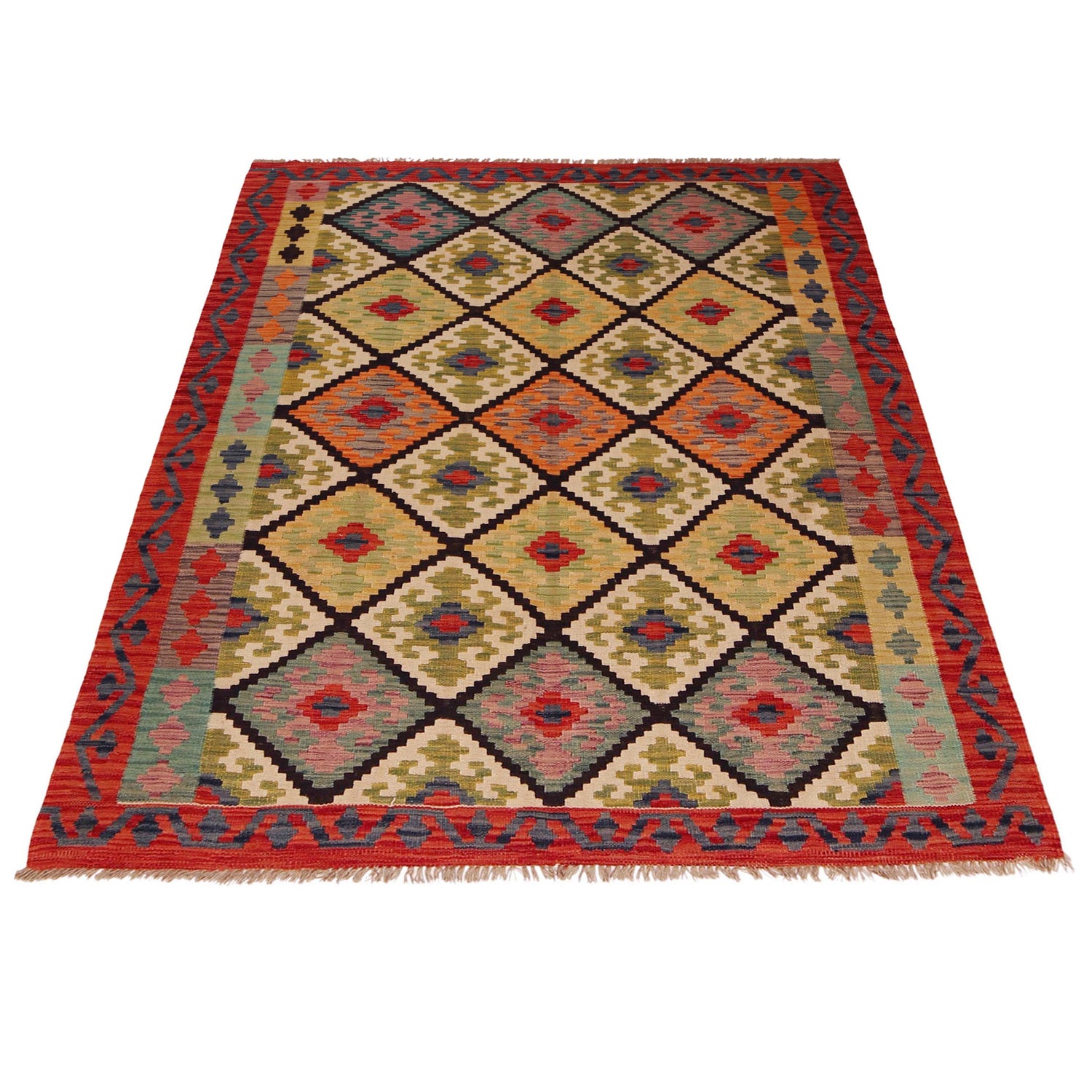 Handmade Multi Kilim Geometric 4x7 ft