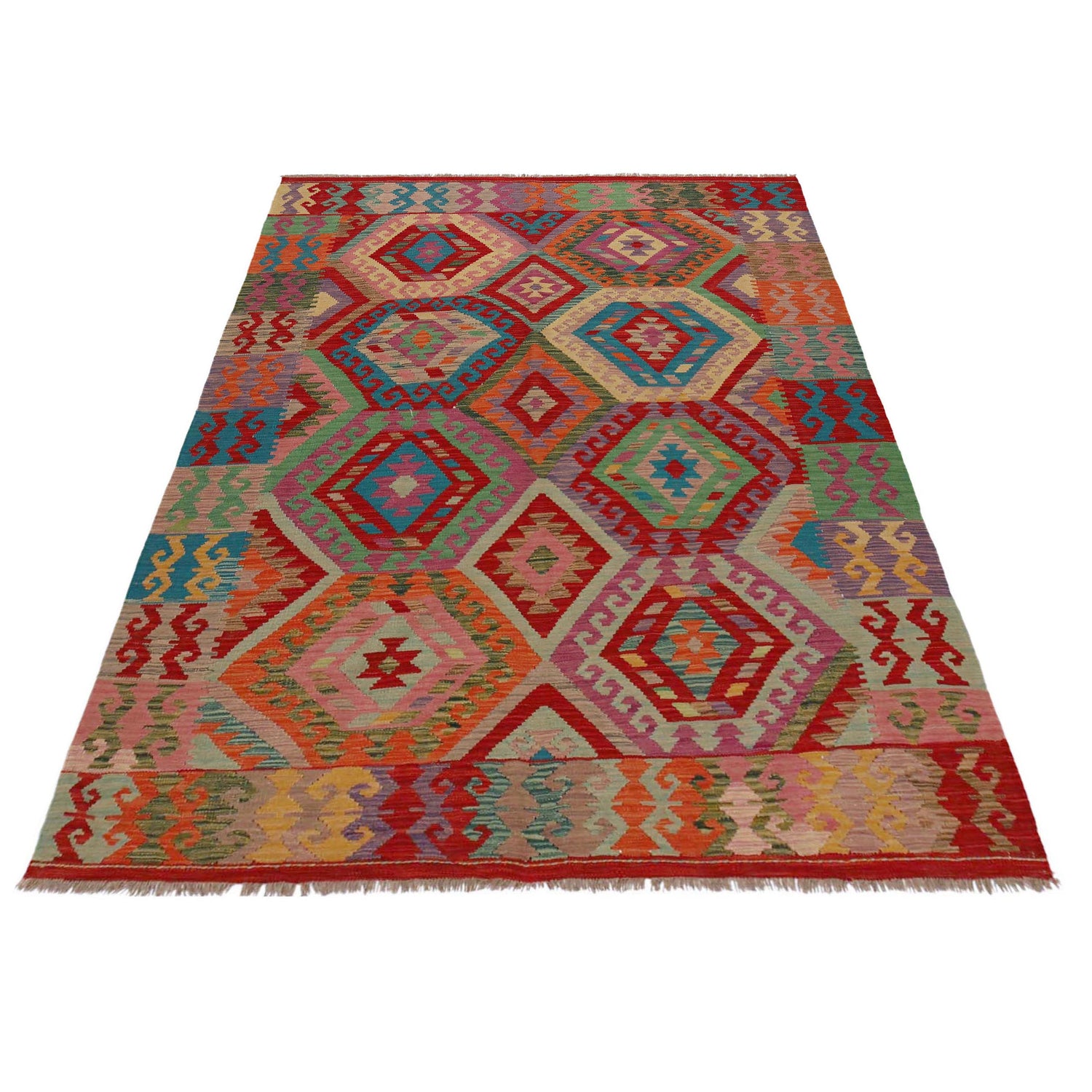 Handmade Multi Kilim Geometric 5x8 ft
