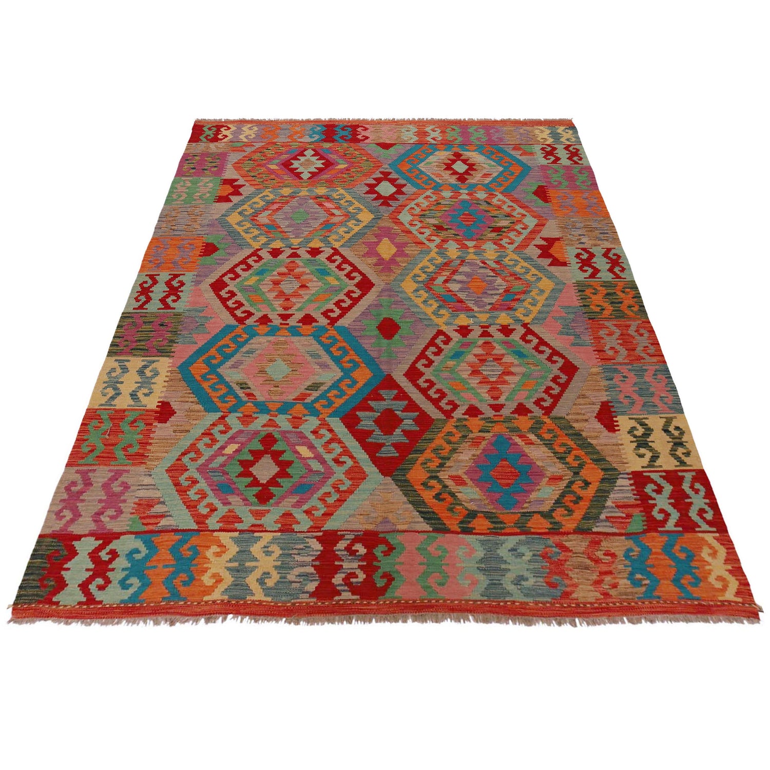 Handmade Multi Kilim Geometric 5x8 ft