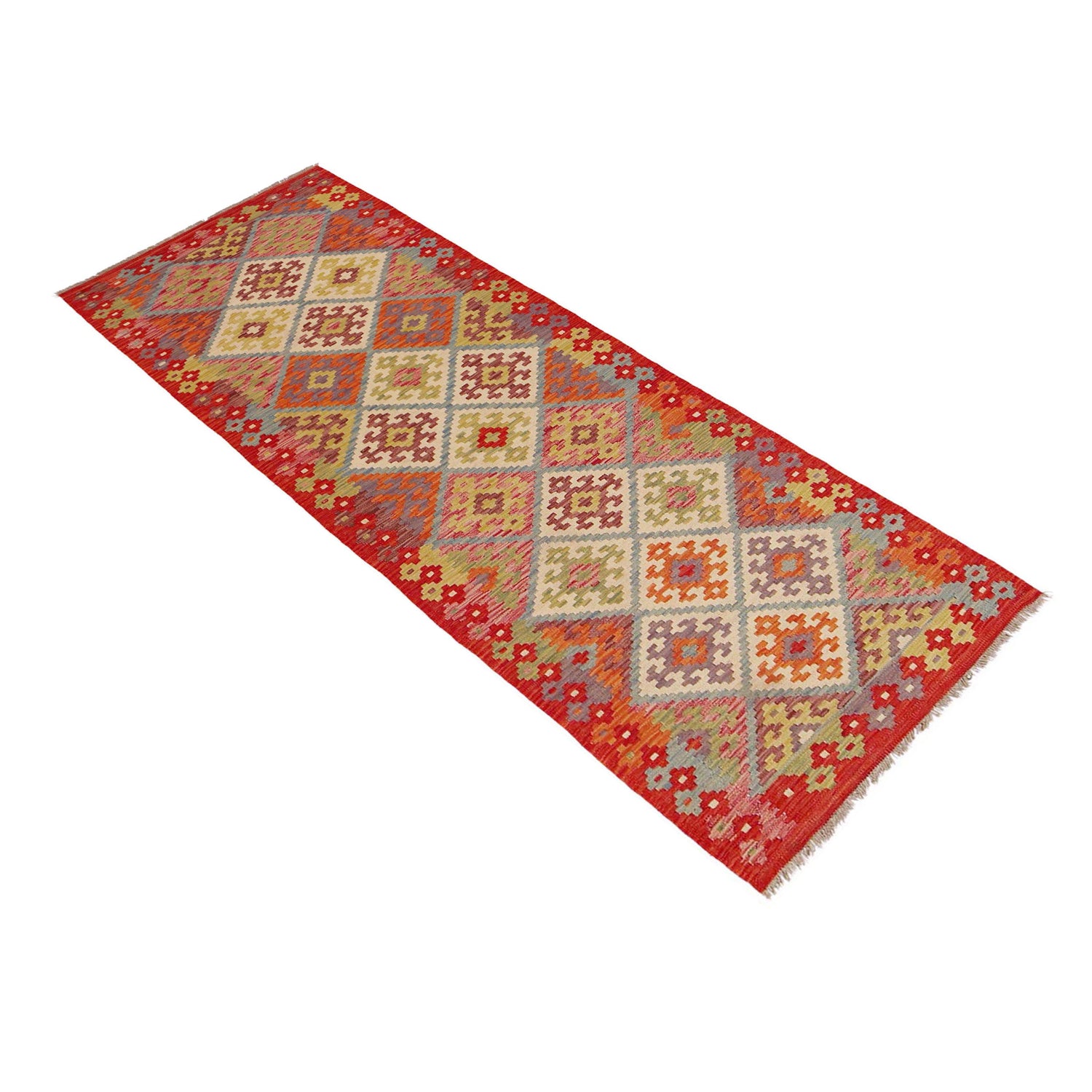 Handmade Multi Kilim Geometric 10' Runner