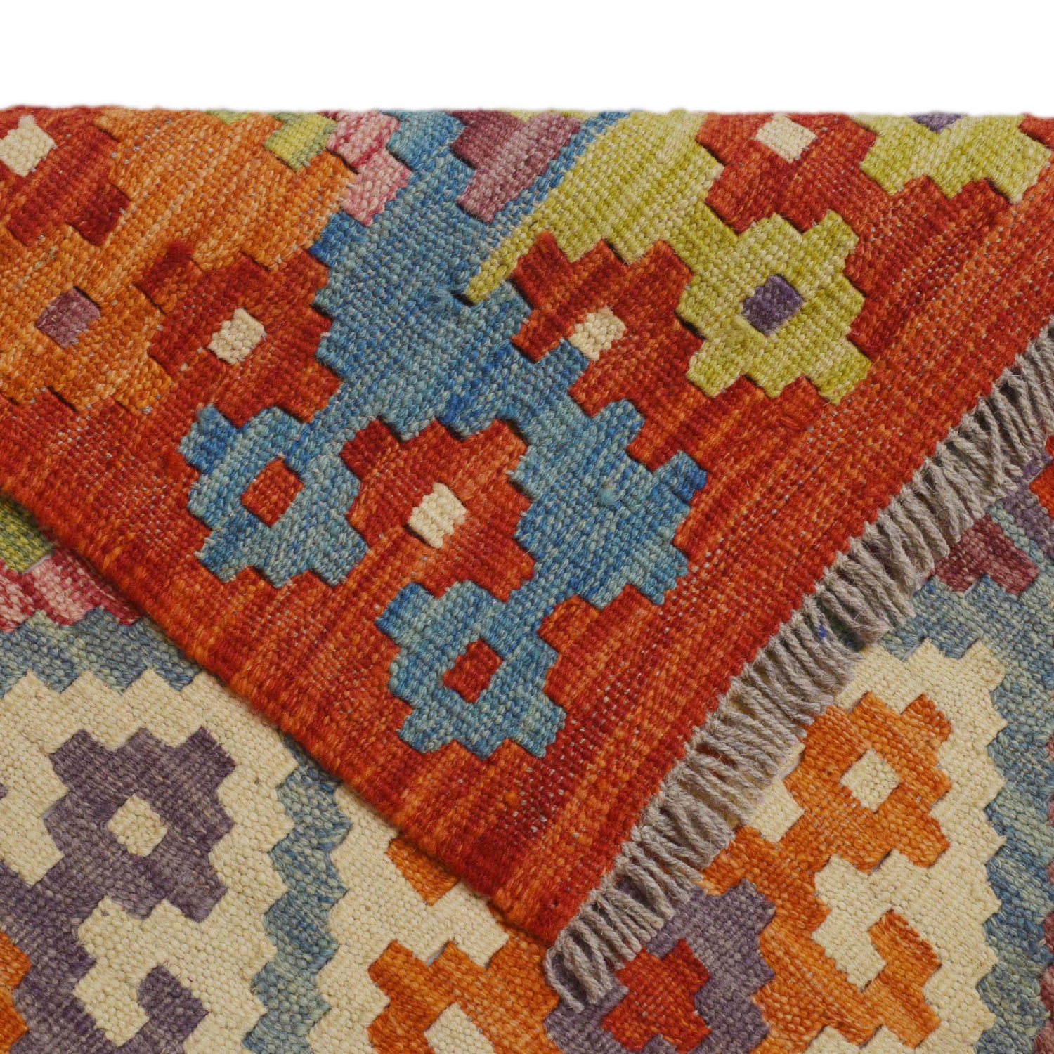 Handmade Multi Kilim Geometric 10' Runner