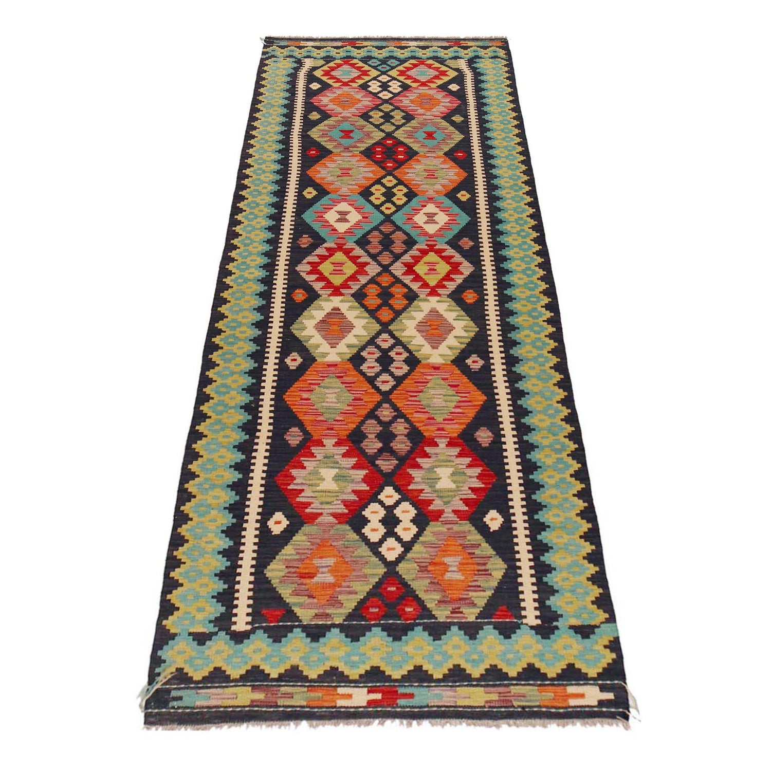 Handmade Multi Kilim Geometric 10' Runner