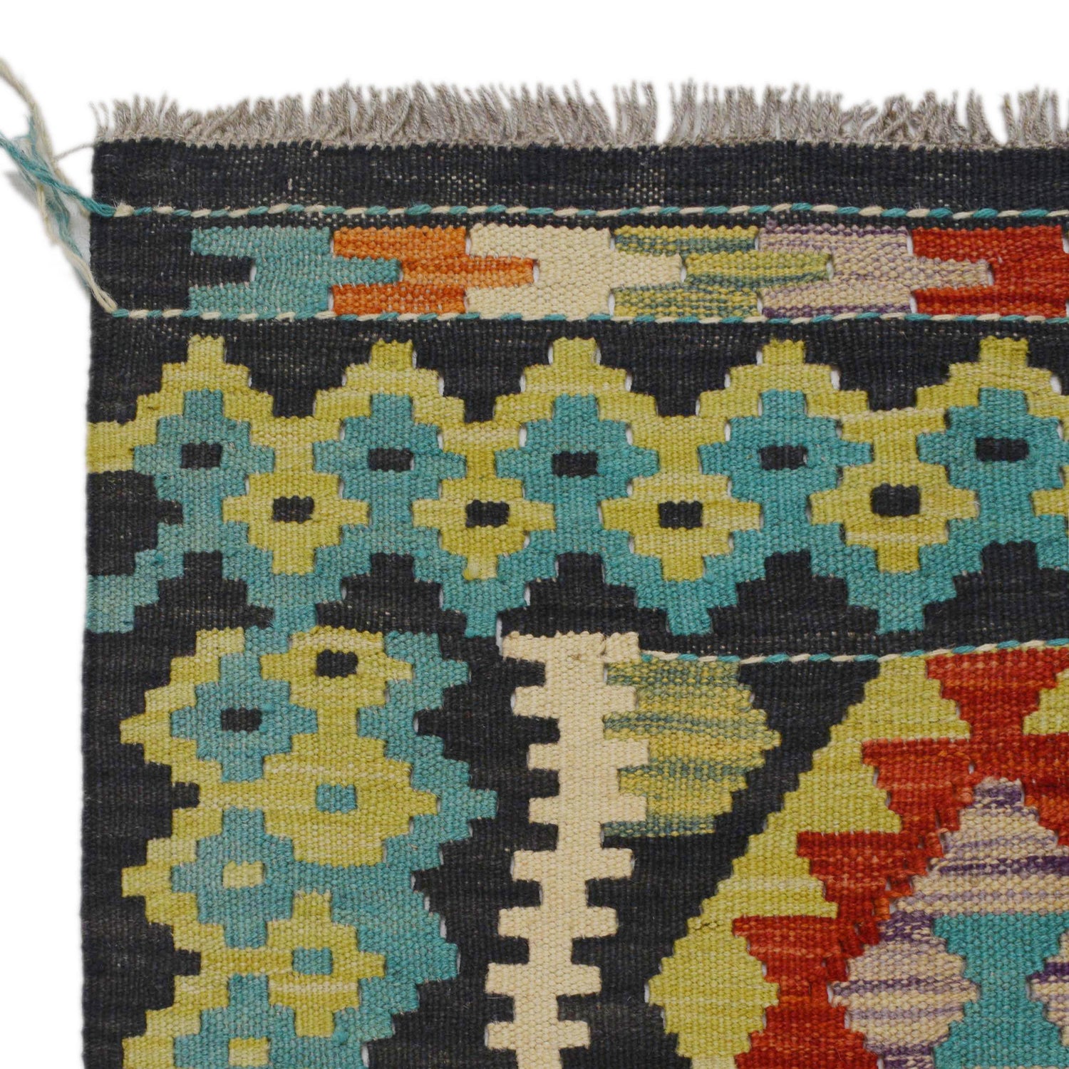 Handmade Multi Kilim Geometric 10' Runner