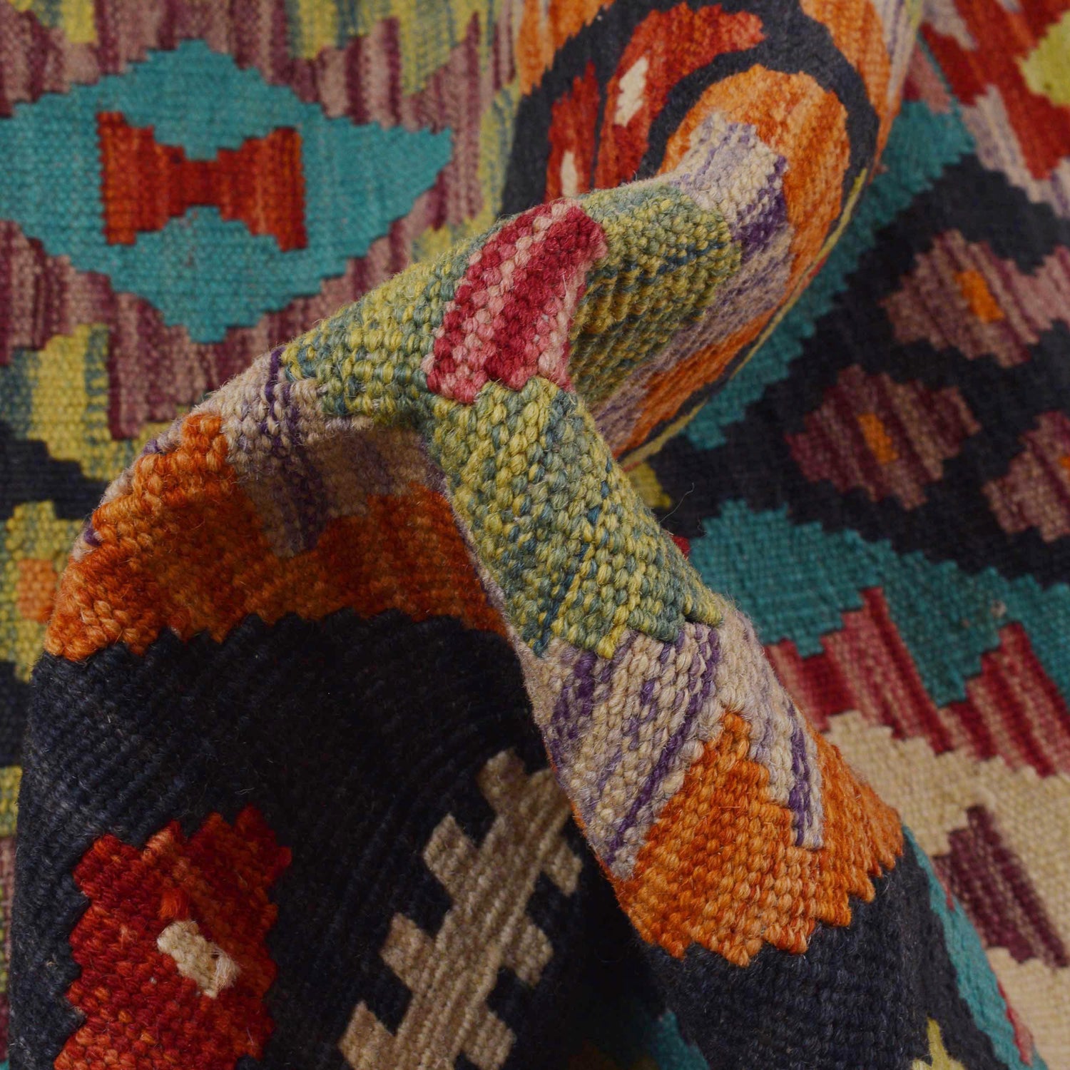 Handmade Multi Kilim Geometric 10' Runner