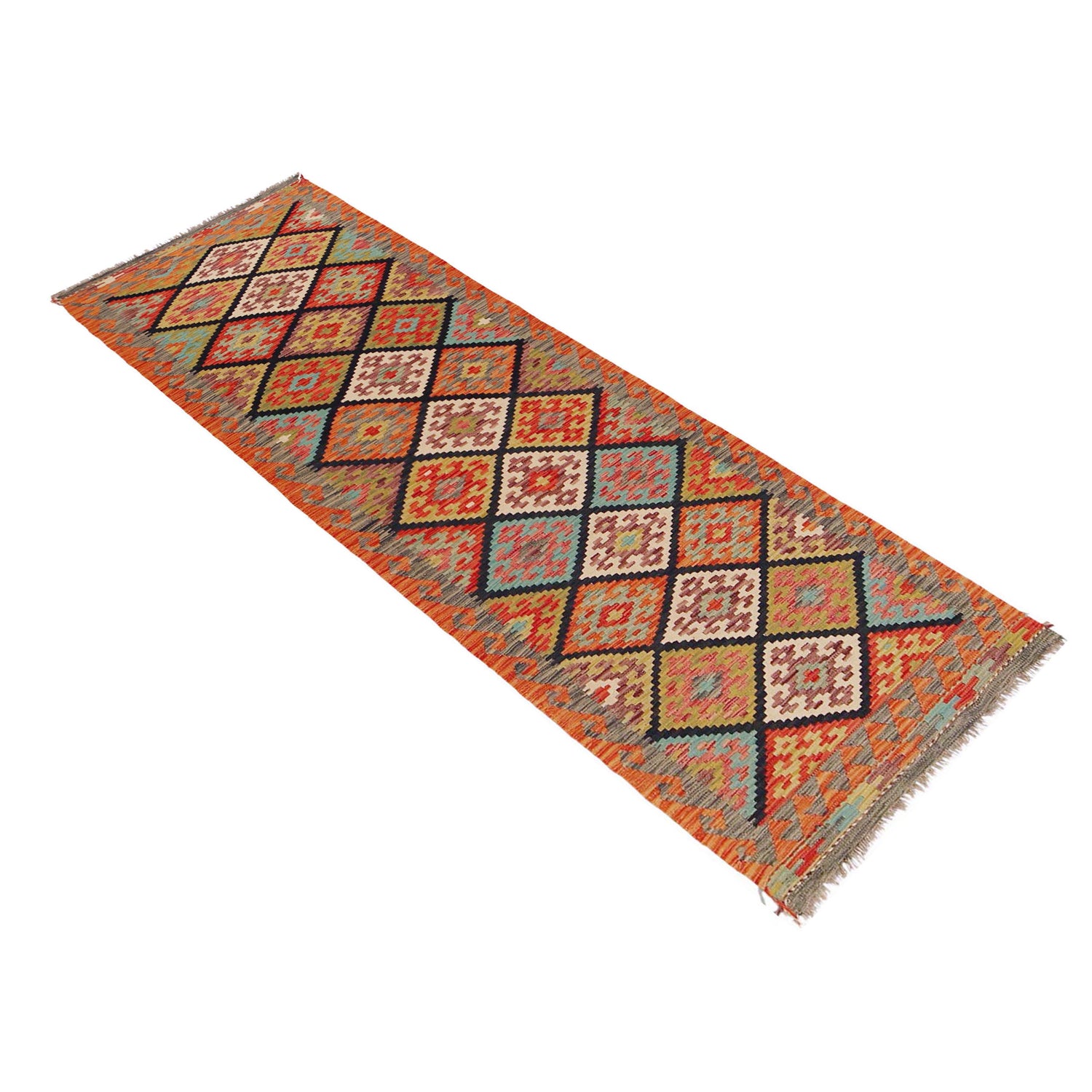 Handmade Multi Kilim Geometric 10' Runner