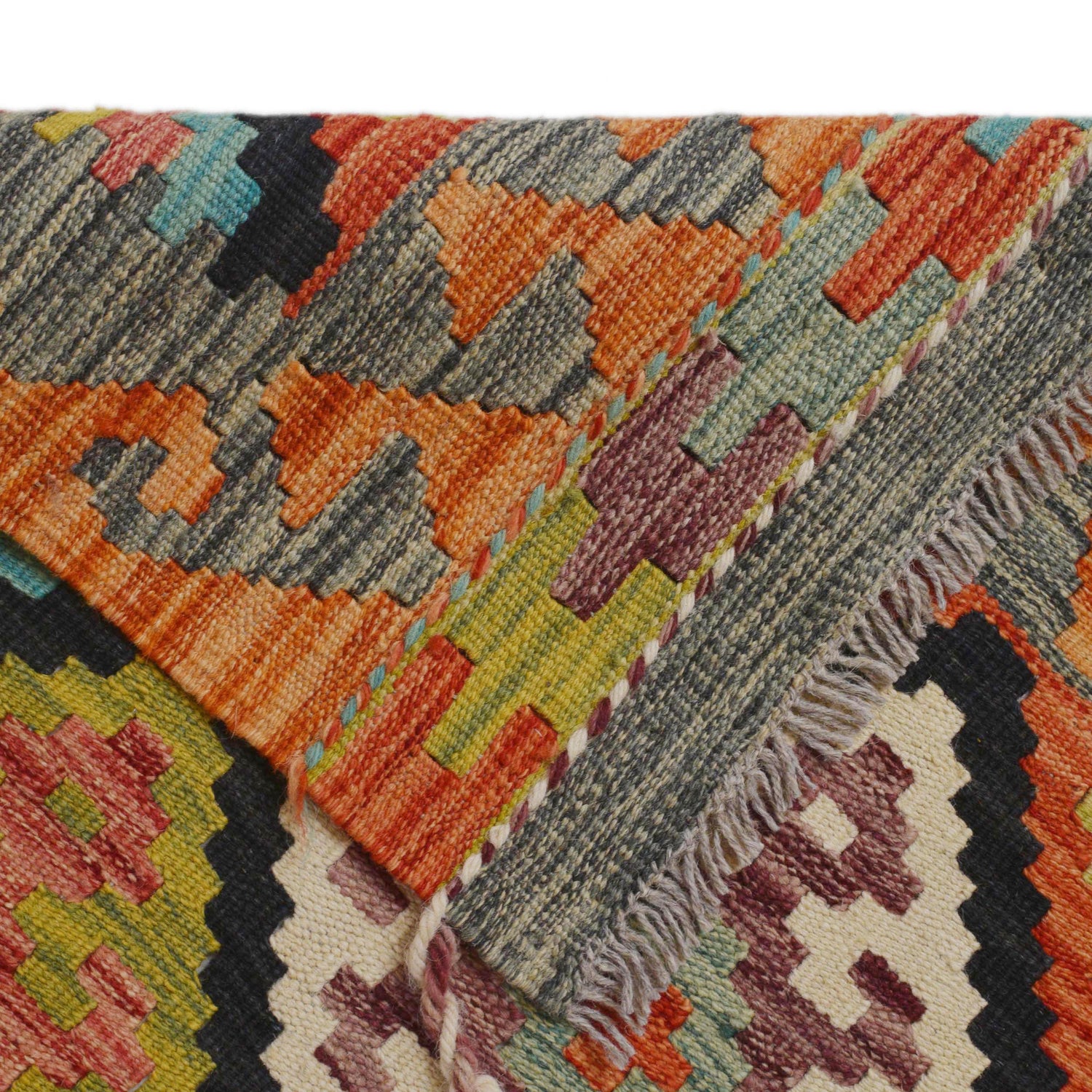 Handmade Multi Kilim Geometric 10' Runner