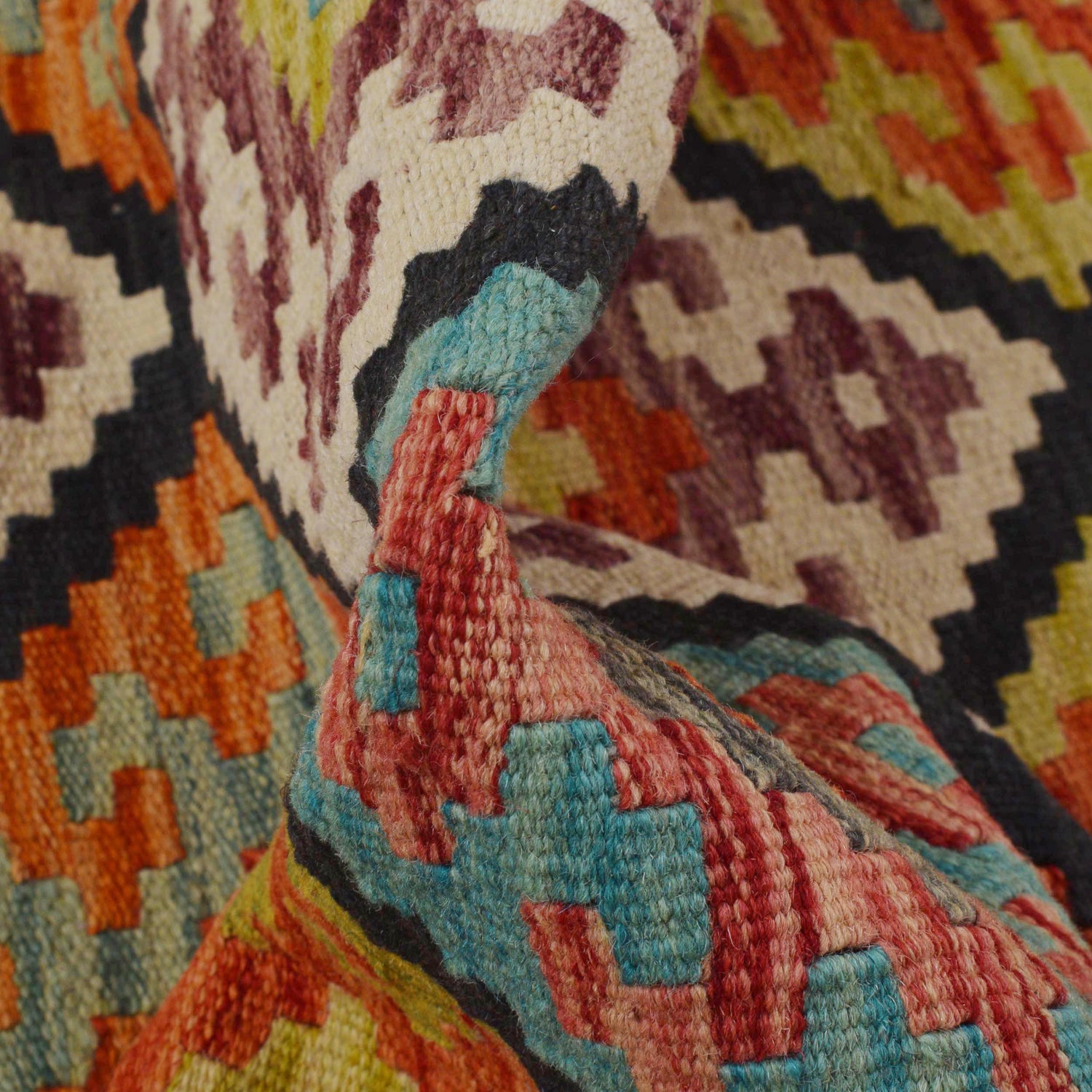 Handmade Multi Kilim Geometric 10' Runner