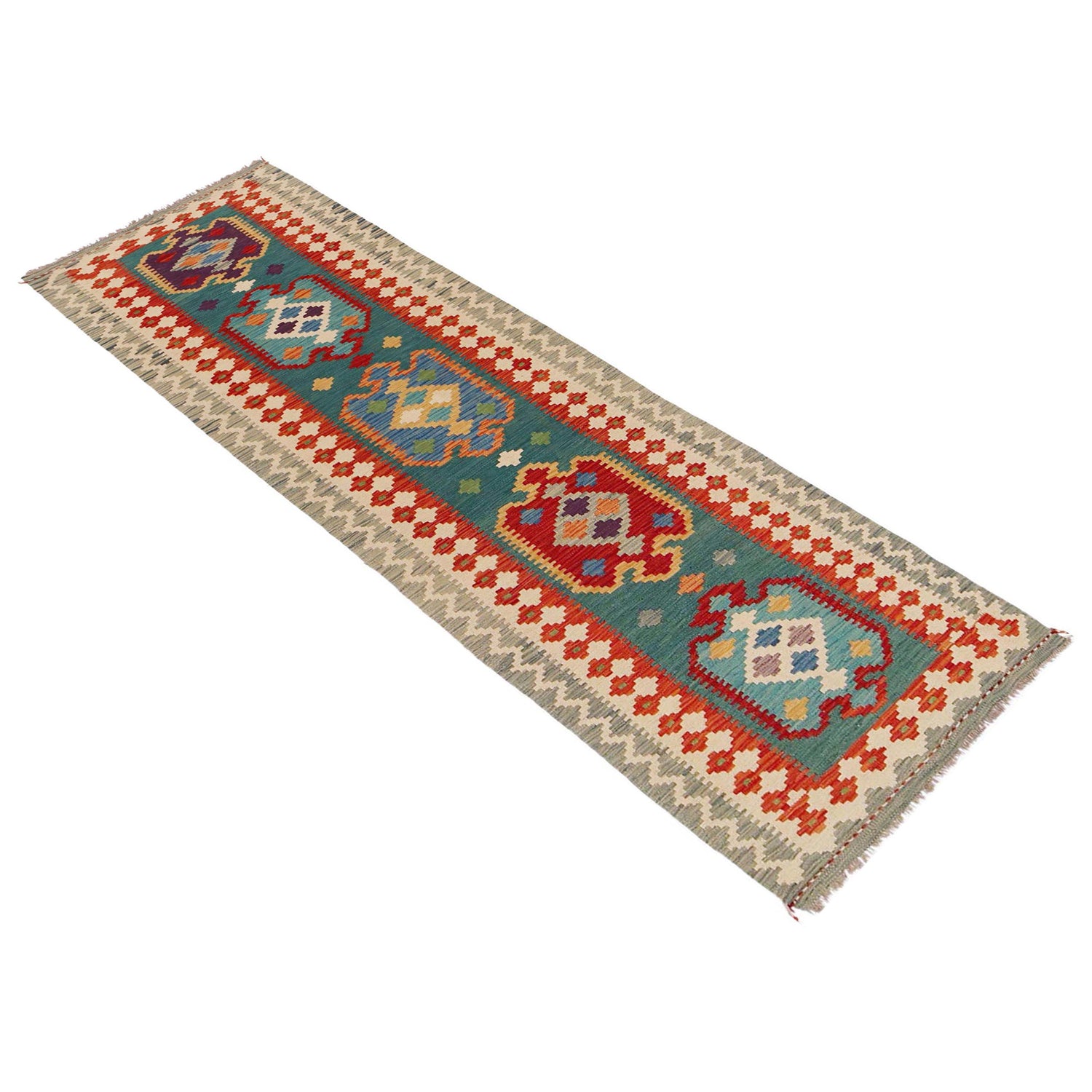 Handmade Multi Kilim Geometric 10' Runner