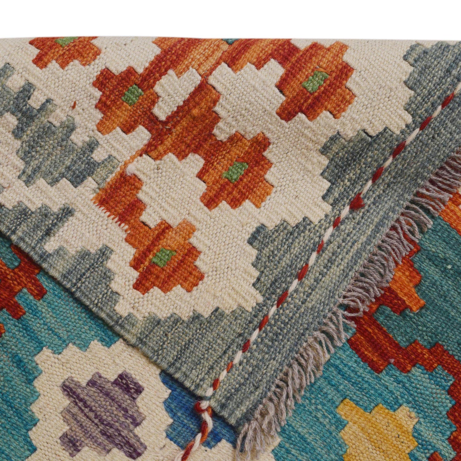 Handmade Multi Kilim Geometric 10' Runner