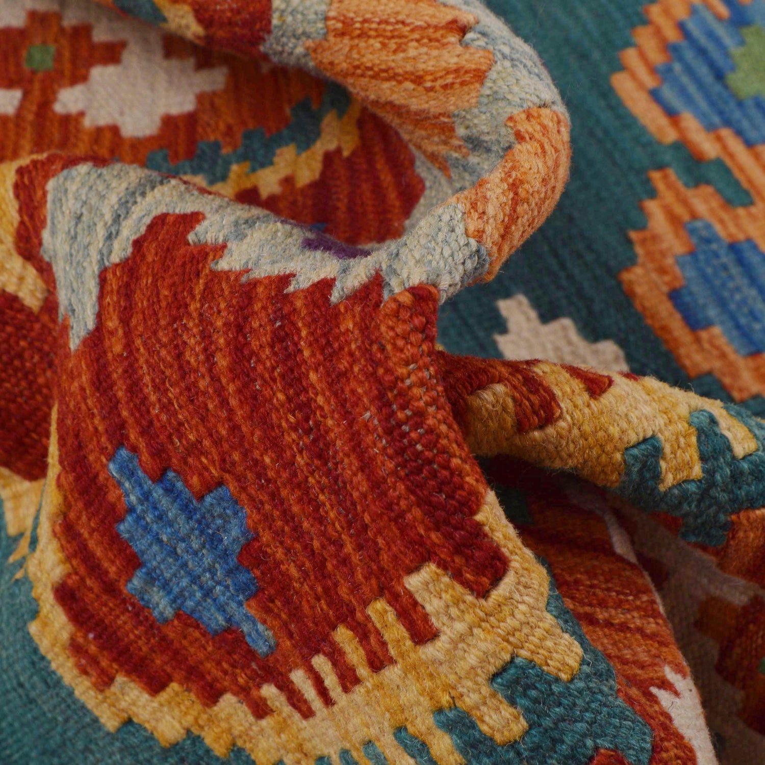 Handmade Multi Kilim Geometric 10' Runner
