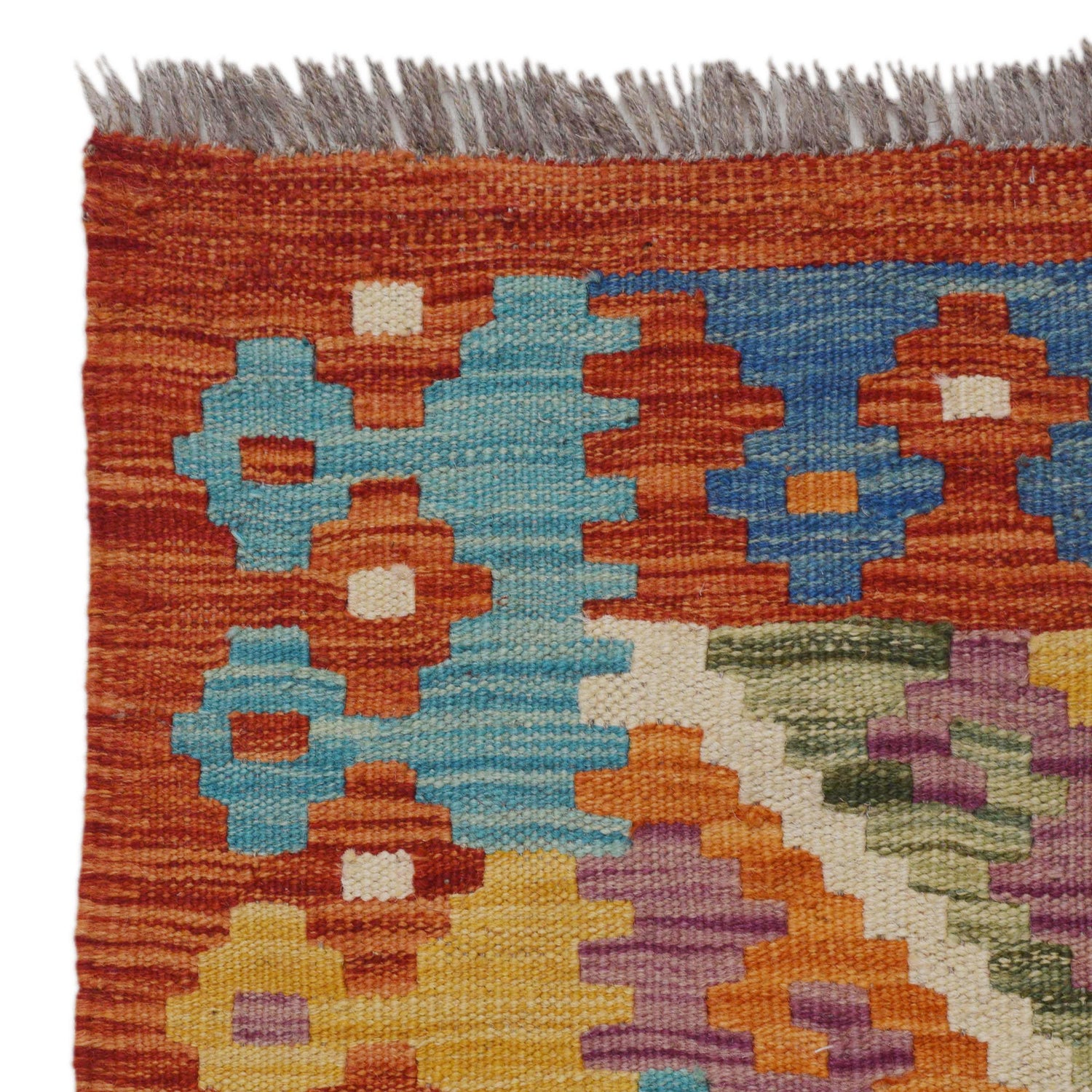 Handmade Multi Kilim Geometric 10' Runner