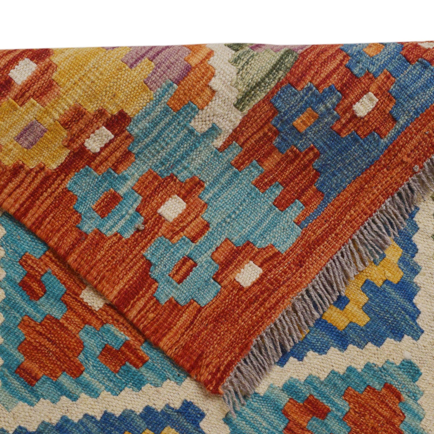 Handmade Multi Kilim Geometric 10' Runner