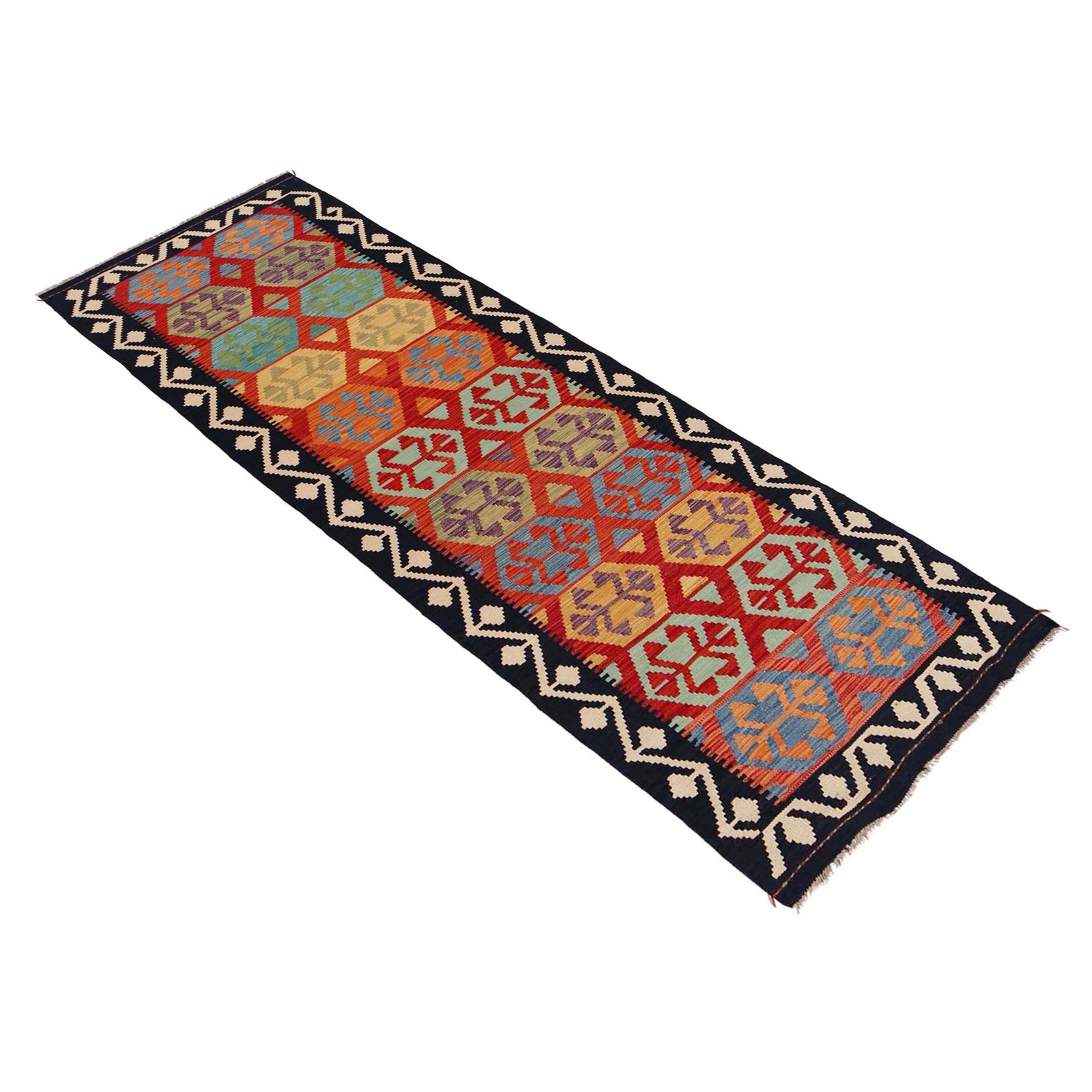 Handmade Multi Kilim Geometric 10' Runner