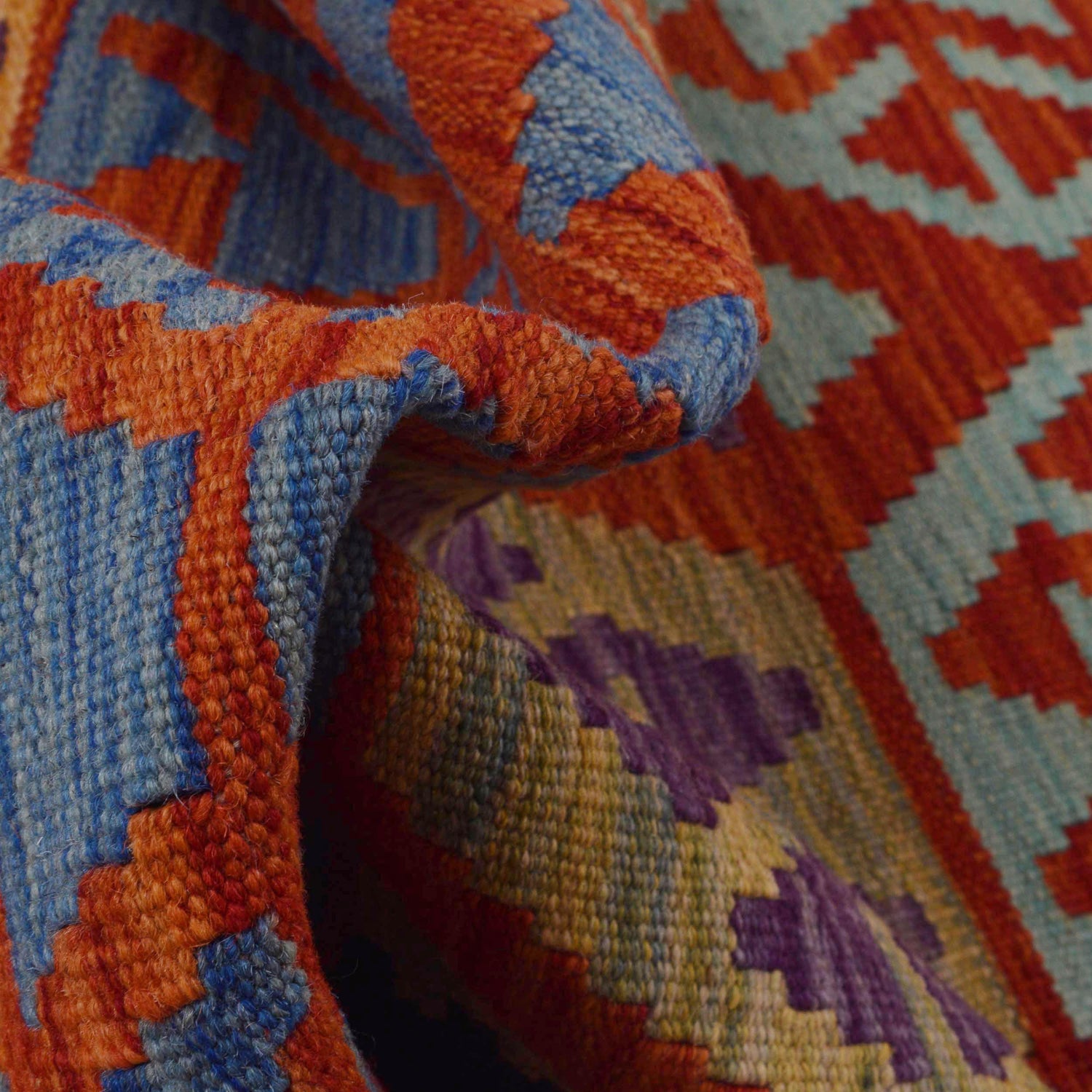 Handmade Multi Kilim Geometric 10' Runner