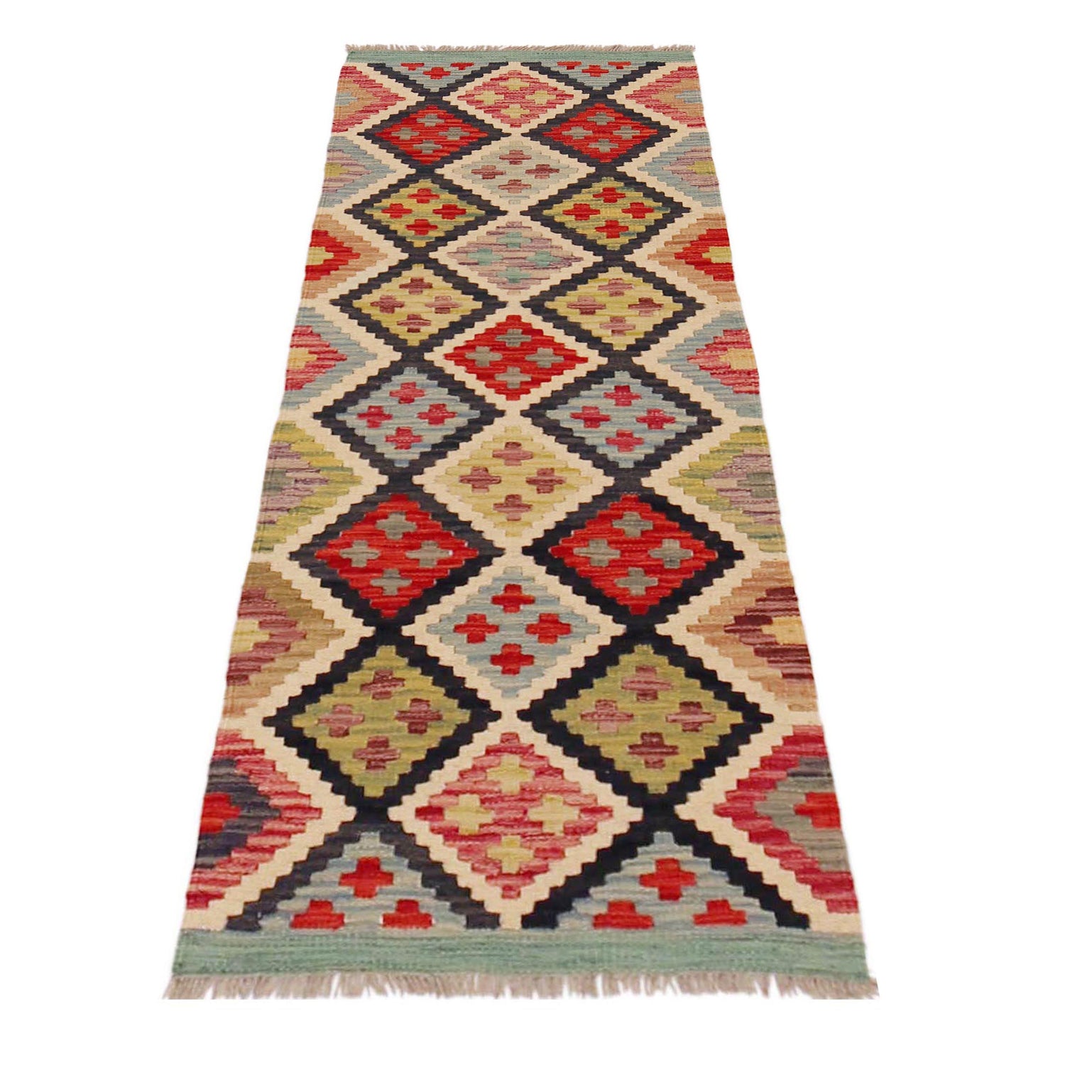 Handmade Multi Kilim Geometric 5' Runner