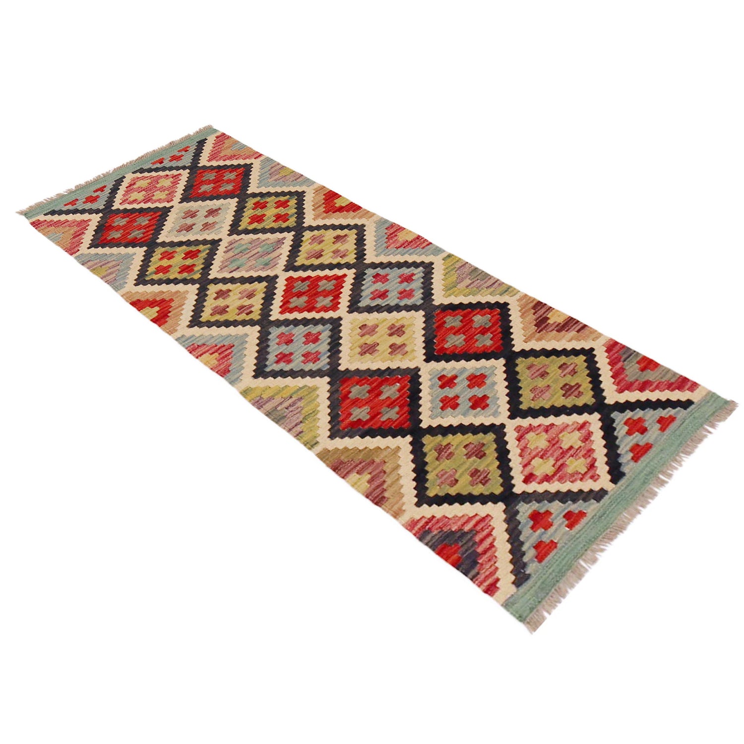 Handmade Multi Kilim Geometric 5' Runner