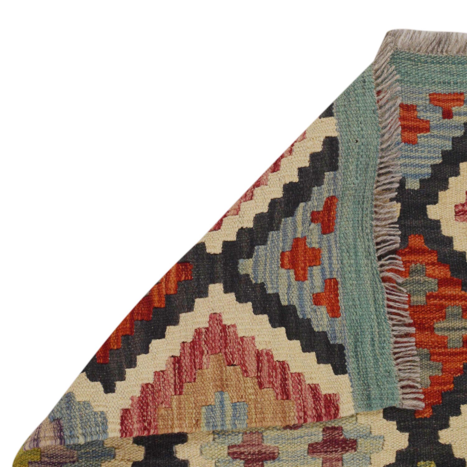 Handmade Multi Kilim Geometric 5' Runner