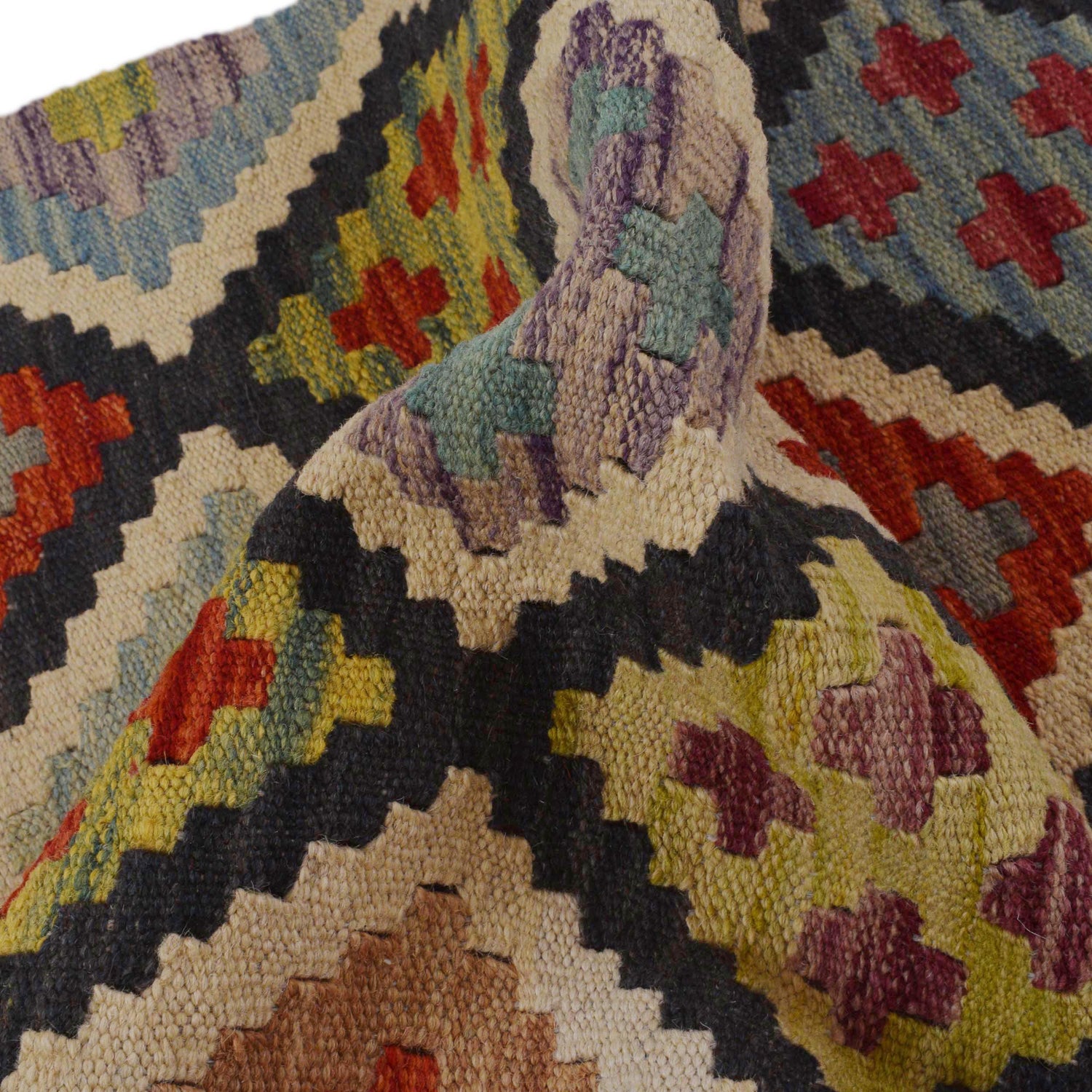 Handmade Multi Kilim Geometric 5' Runner
