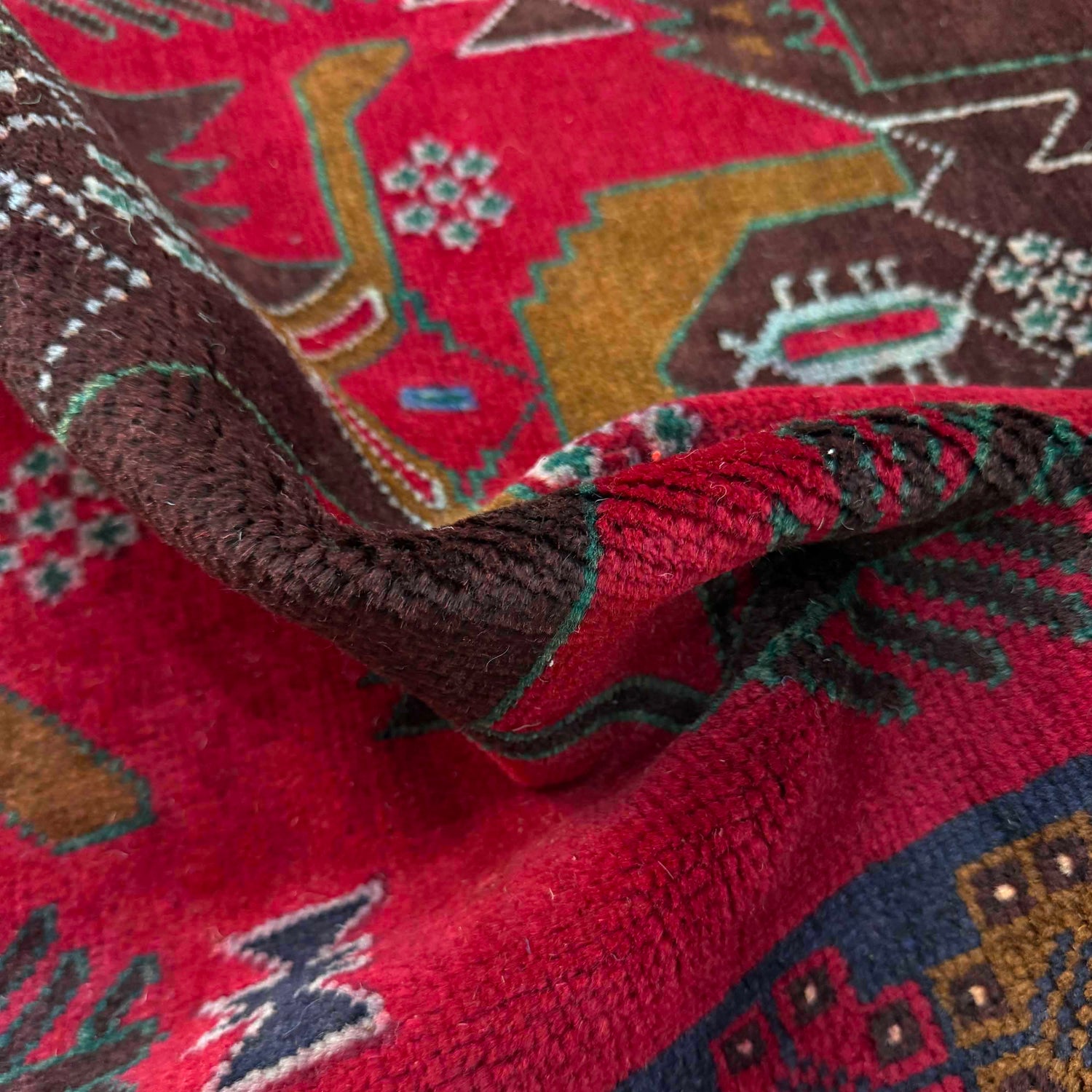 Baluchi Rug Handmade Red Geometric 3x5 ft