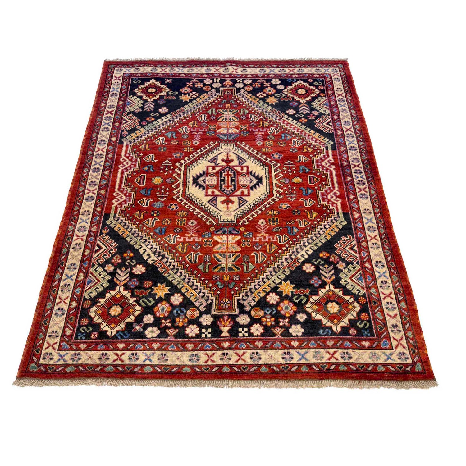 Shirazi Area Rug Handmade Multi Medallion 5x8 ft