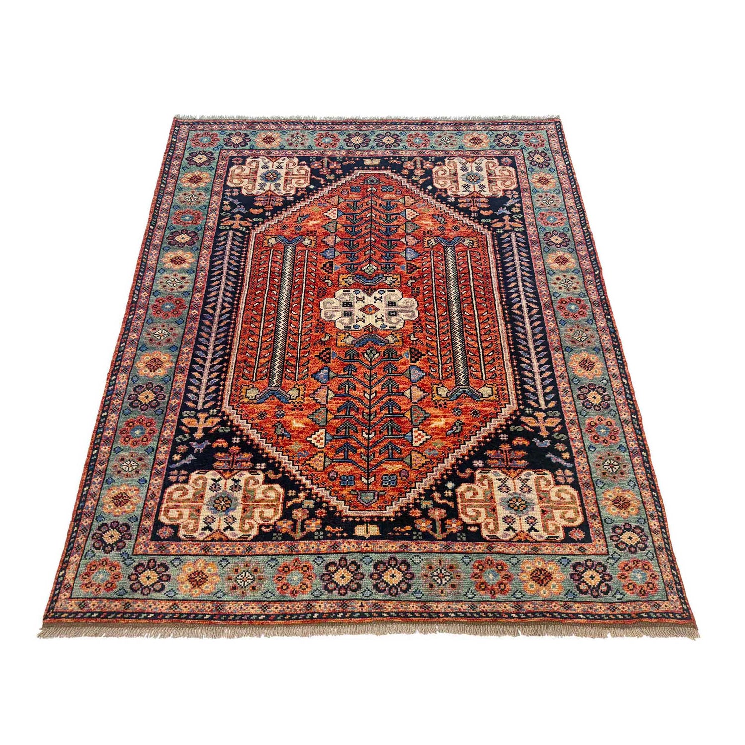 Shirazi Area Rug Handmade Multi Medallion 5x8 ft