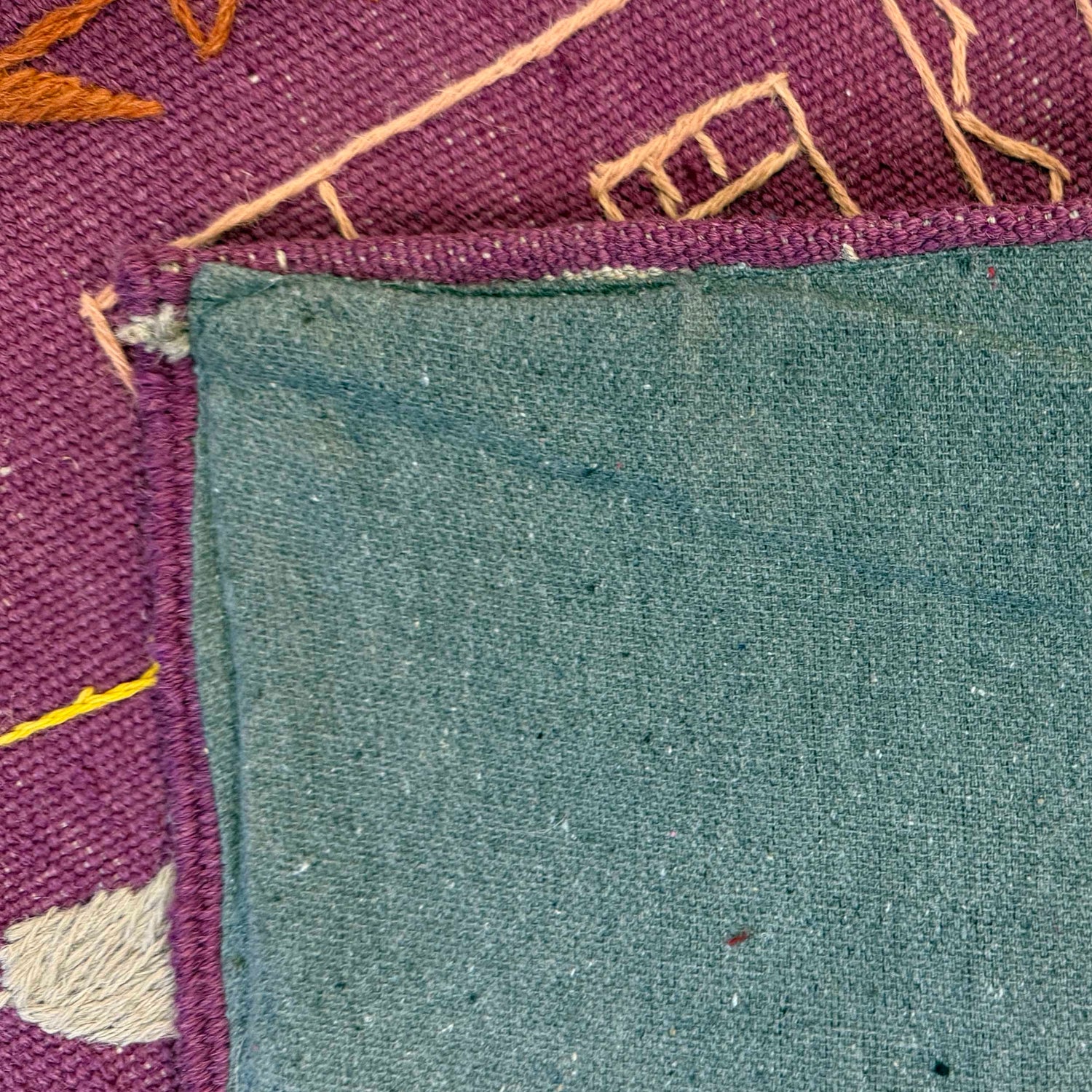 Embroidery Kilim Runner Handmade Purple Animal 8' Runner