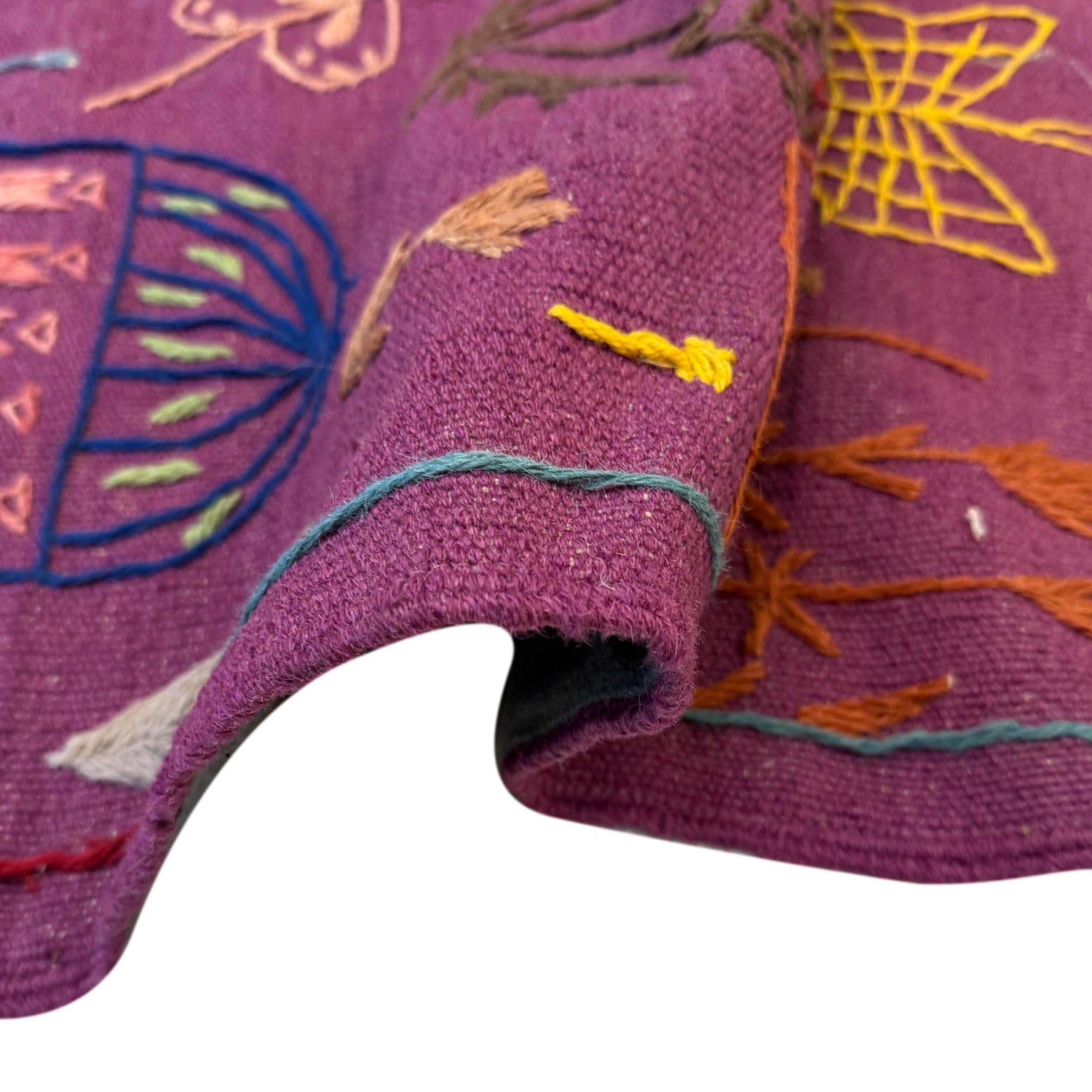 Embroidery Kilim Runner Handmade Purple Animal 8' Runner