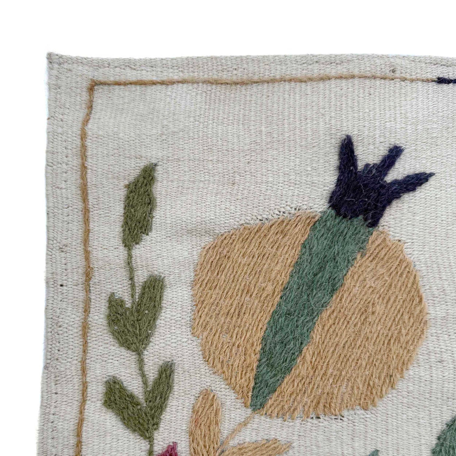 Embroidery Kilim Area Rug Handmade Beige Animal 4x6 ft