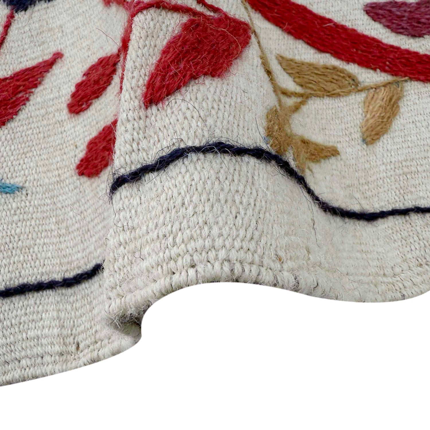 Embroidery Kilim Area Rug Handmade Beige Animal 4x6 ft