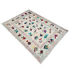 Embroidery Kilim Area Rug Handmade Beige Animal 7x10 ft
