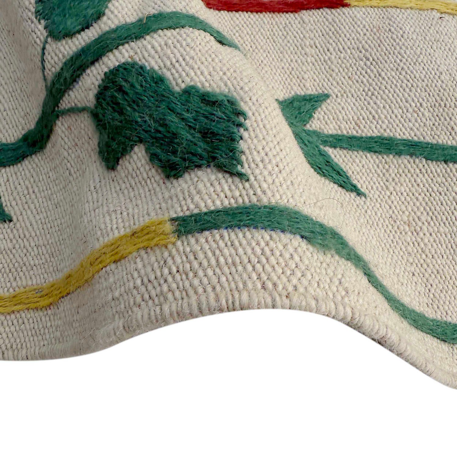 Embroidery Kilim Area Rug Handmade Beige Animal 5x8 ft
